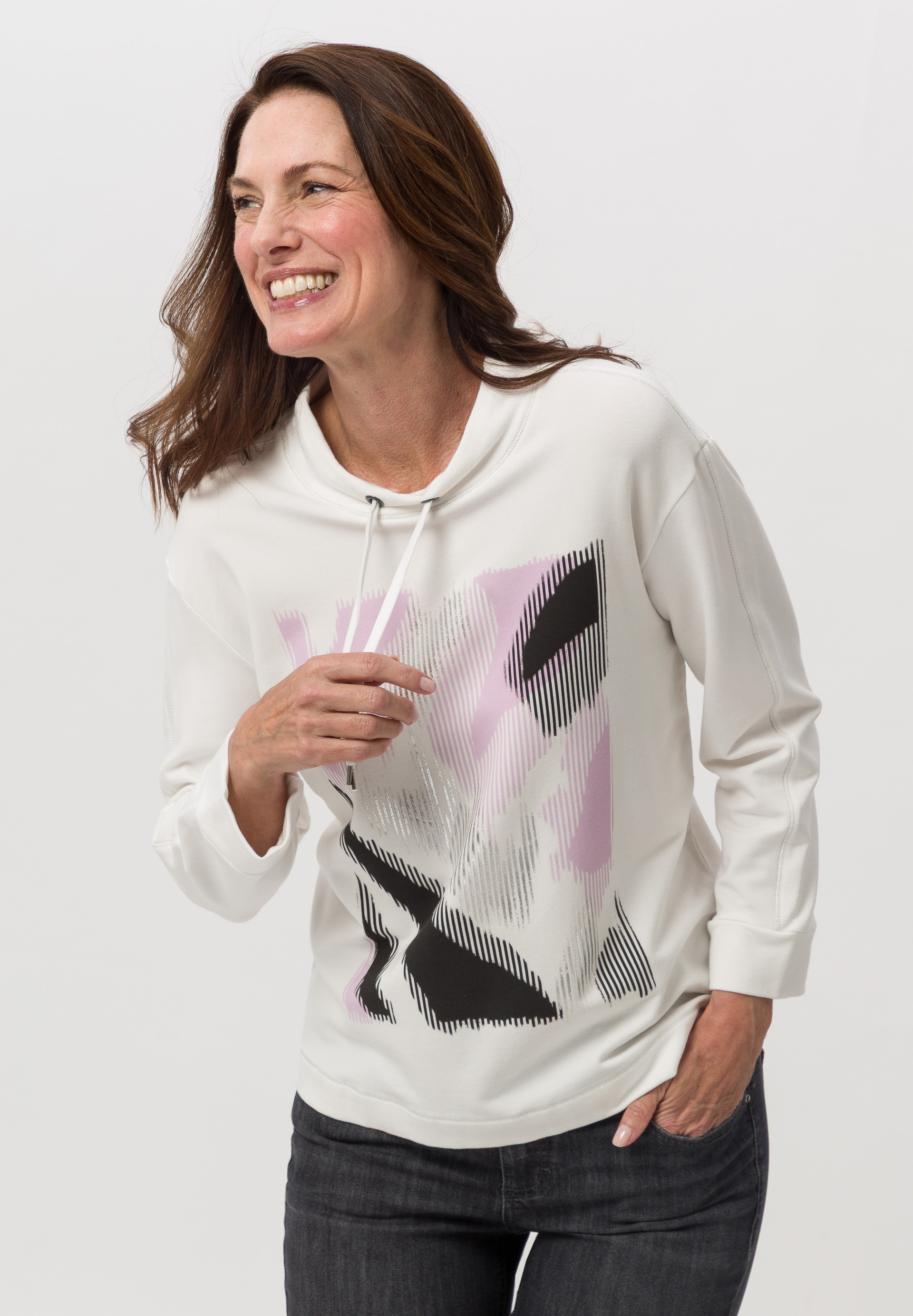 Sweatshirt With motif print and decorative details Sweatshirt With motif print and decorative details - Product Image 1
