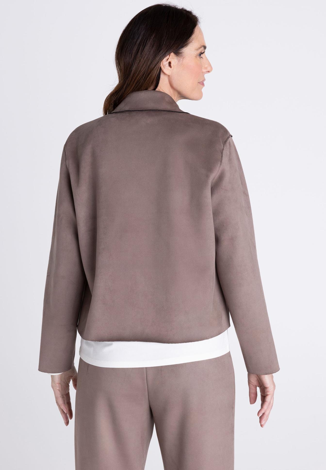 Velours, Kleidung-Set, Jacke, Beige-Braun, Pullover-/Hose-Set