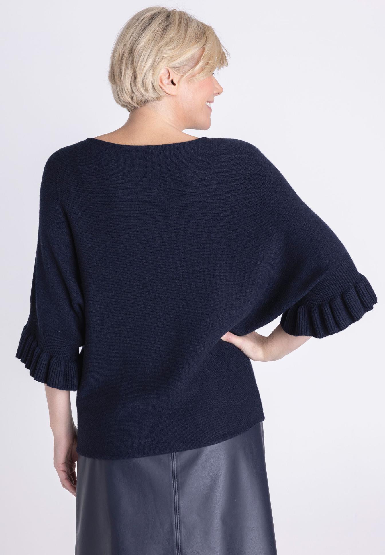 Pullover, Rippbündchen, Dunkelblau, Oversized, Knitwear, Knitwear, Pullover, Dunkelblau, Rippärmel, Oversized, Pullover, Knitwear, Navy, Rippärmel, Oversized, Cardigan, Strickjacke, Navy, Rüschenärmel, lockere Passform