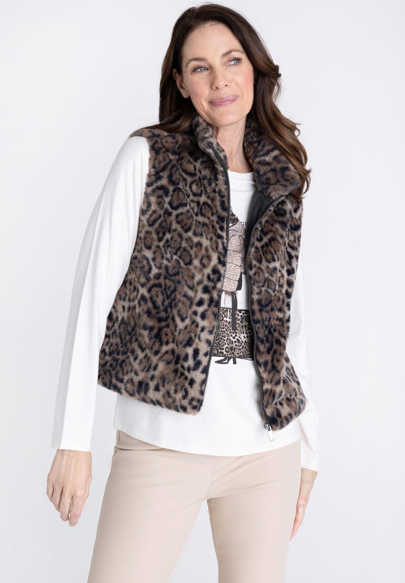 Weste mit Fake-Fur-Druck - Produktbild 1