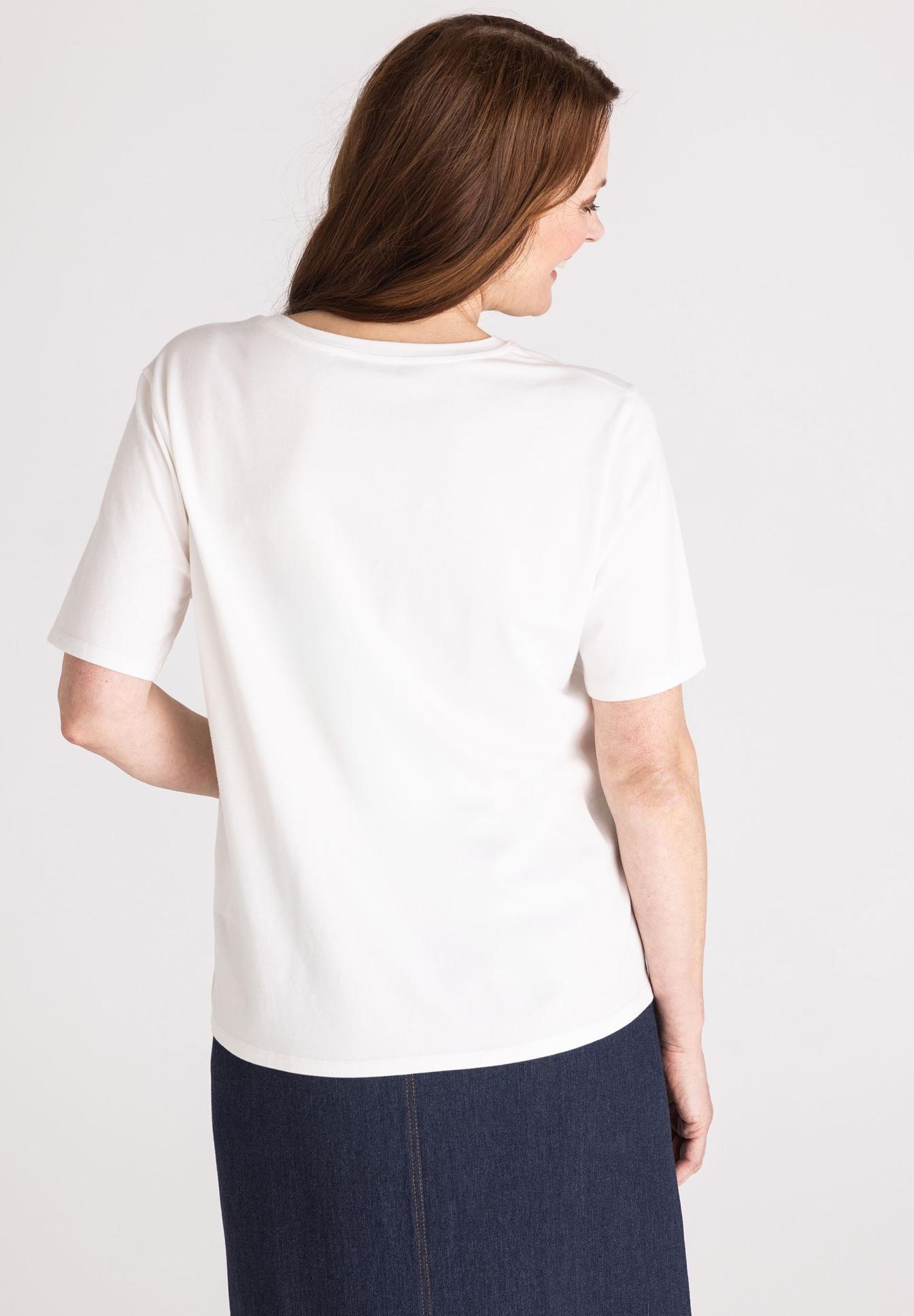 Weißes T-Shirt, Kurzarm, Rundhals, Baumwolle, Einfarbig, Tee shirt, Kurzarm, Weiß, Rundhals, Casual, t-shirt, weiß, kurzarm, baumwolle, rückseite, weiß, Tee, Kurzarm, Hemd, Rückseite, T-Shirt, Kurzarm, Weiß, Baumwolle, Rückansicht