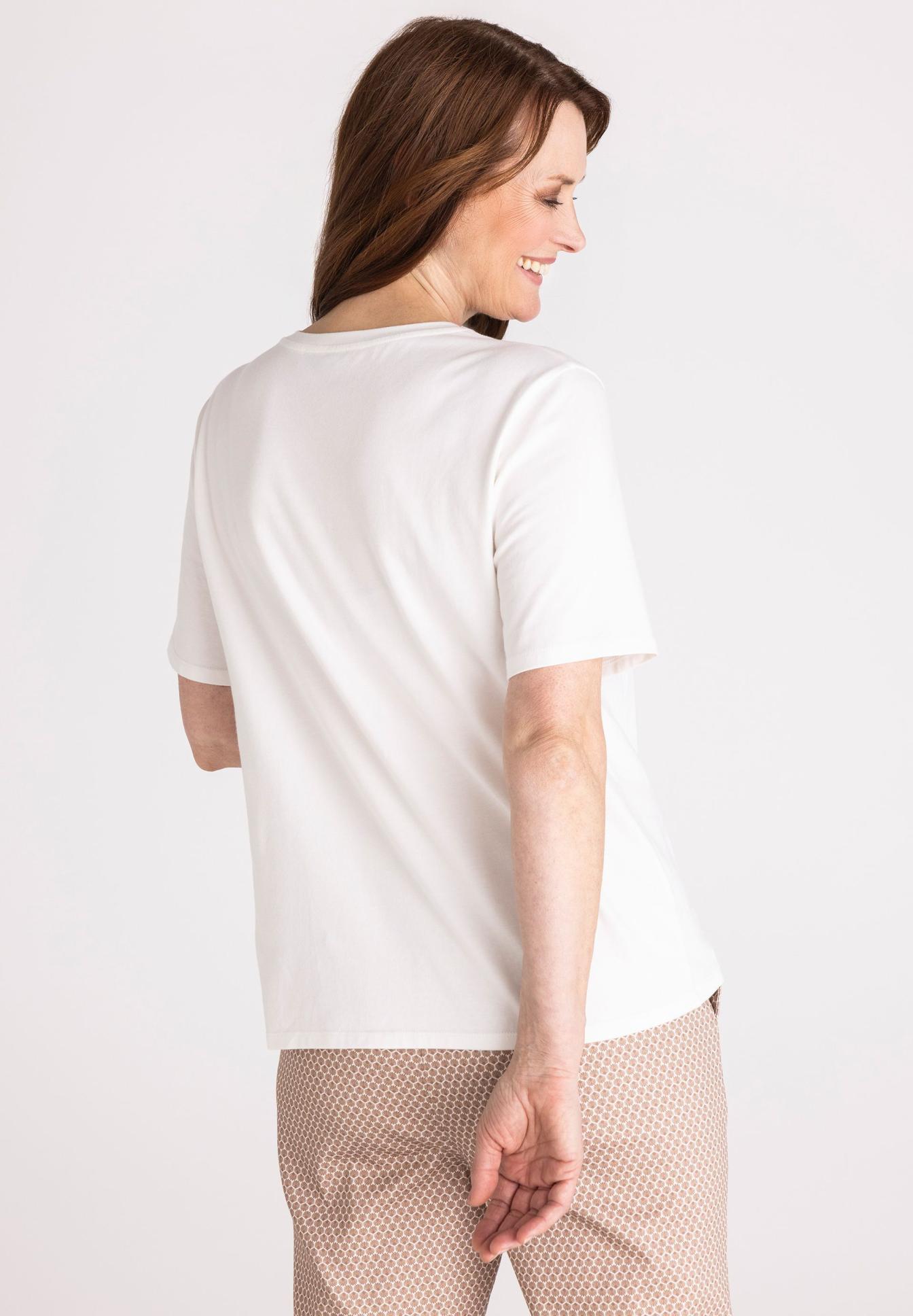 T-Shirt, Kurzarm, Weiß, Baumwolle, Unifarben, T-Shirt, Kurzarm, Weiß, Baumwollshirt, gerader Schnitt, T-Shirt, Kurzarm, Weiß, Baumwolle, Unifarben