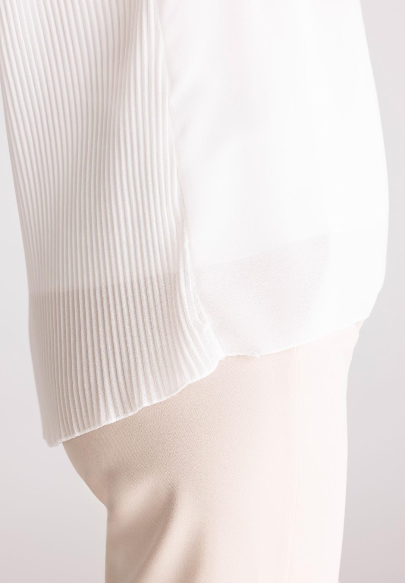 Crepe, geknittert/Plissee, weiß, durchscheinend, Hose, Rippstruktur, Drapierung, Weiß, Gewebe, Hose oder Bluse?, weiße Bluse, Plissee, Chiffon, Transparenter Ärmel, Weißer Stoff