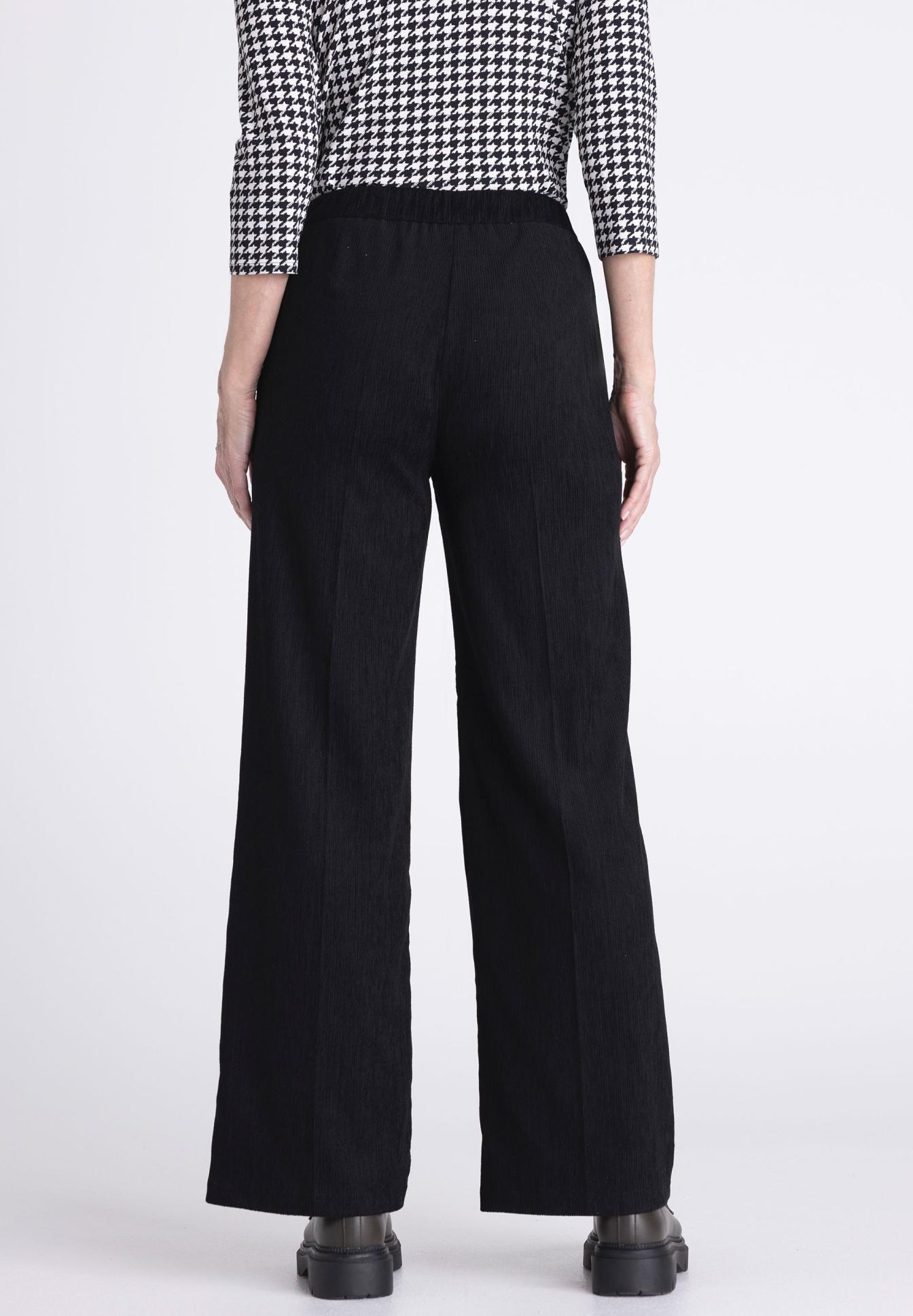Schwarze Hose, Weite Beine, Elastischer Bund, Lange Hose