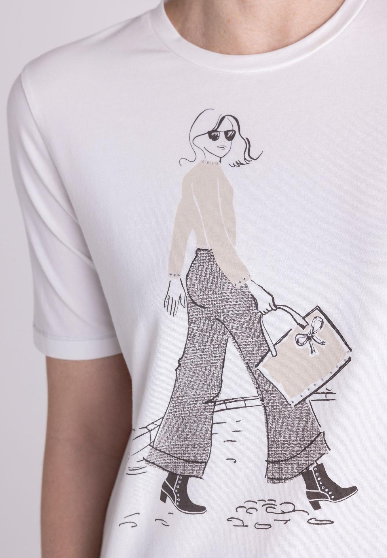 T-Shirt, Grafik, Druck, Weiß, Bluse