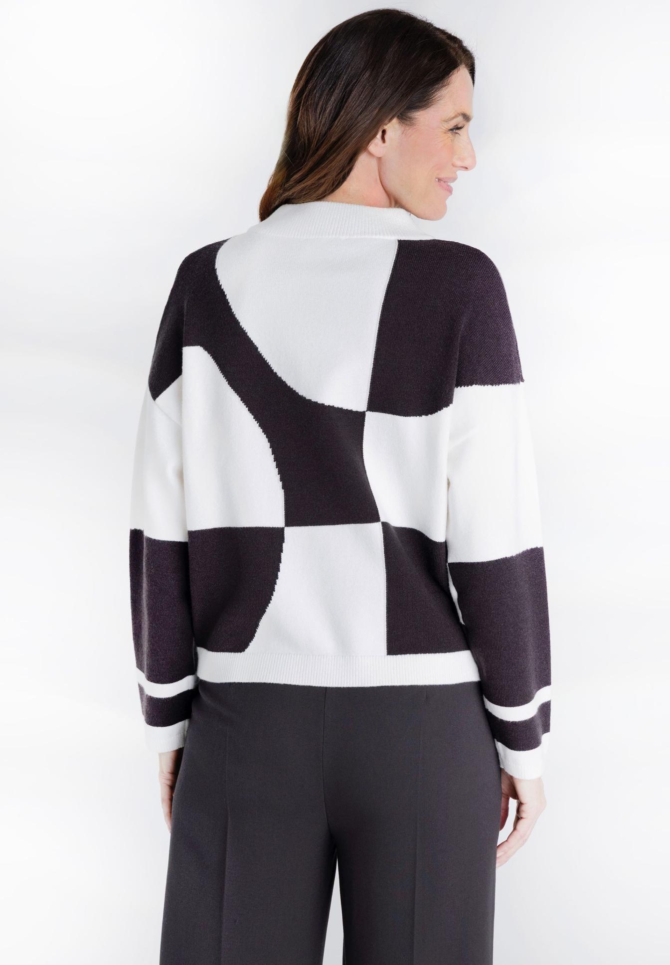 Pullover, Strickjacke, Druck Muster, Schwarz-Weiß, Rückenansicht