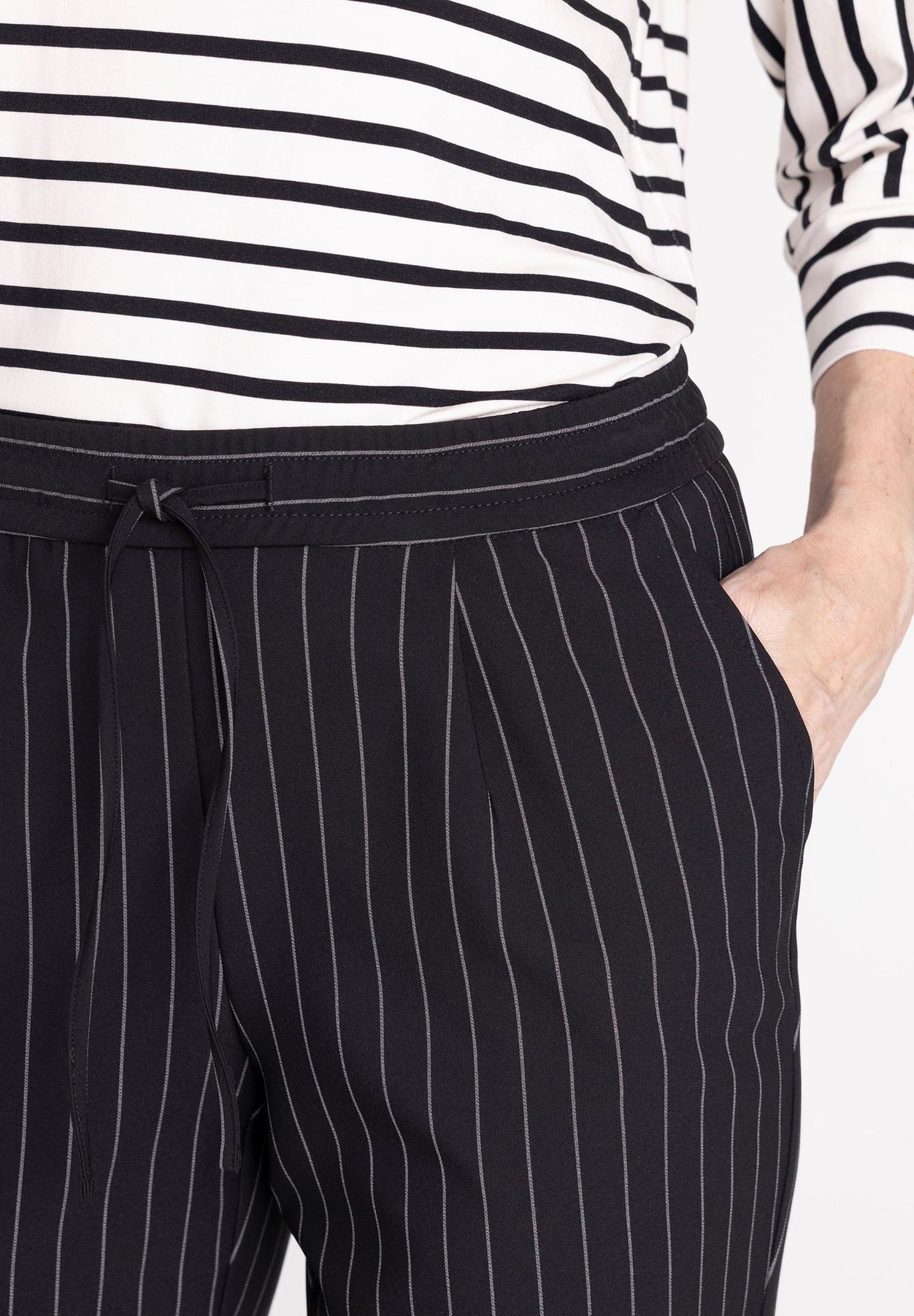 Streifen, Hose, Kordelzug, Pinnstreifen, Casual, Hosen, Nadelstreifen, Kordelzug, Schwarz, Taille