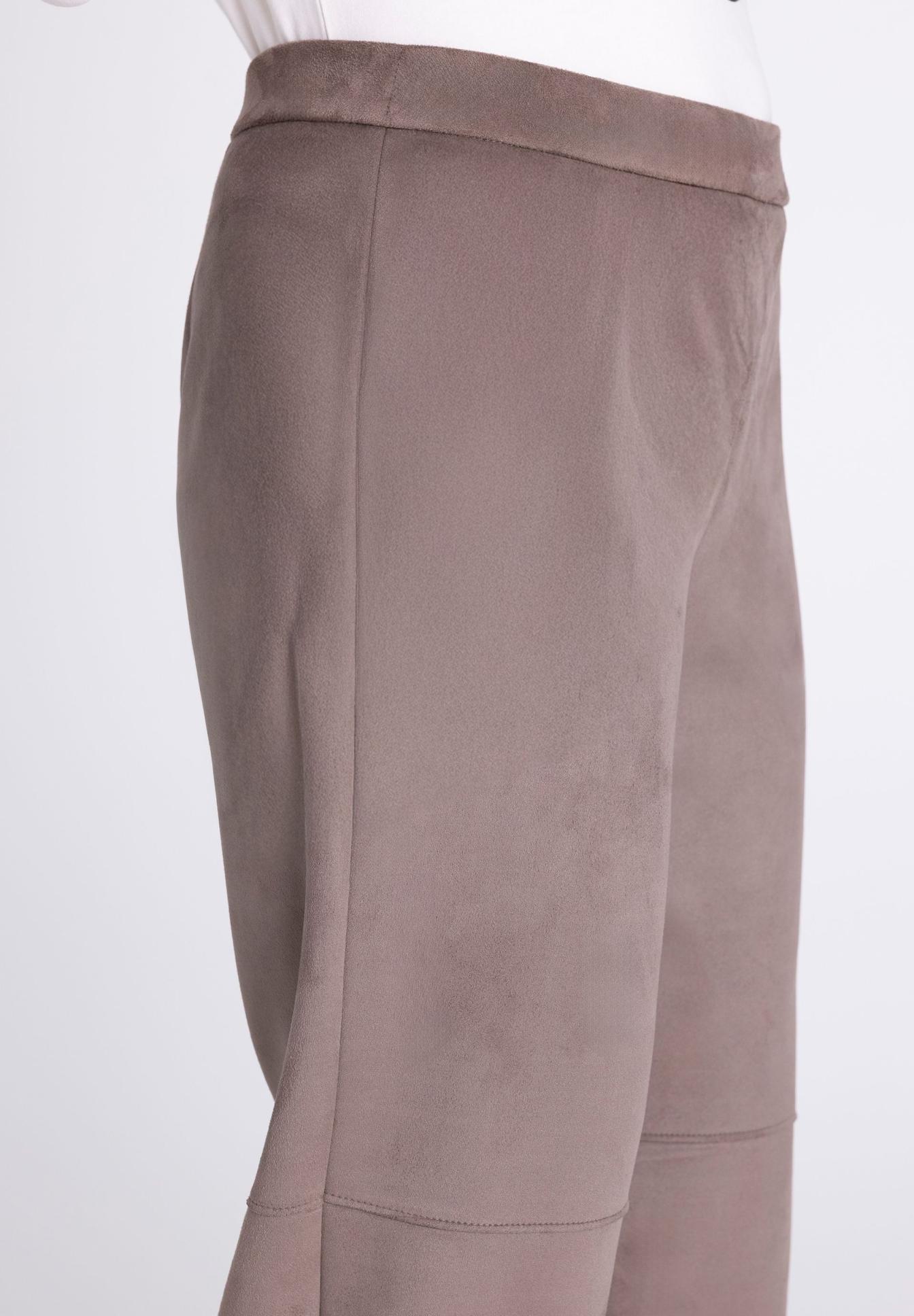 Hose, Jogginghose, Beige, Kunstleder-Optik, High-Waist