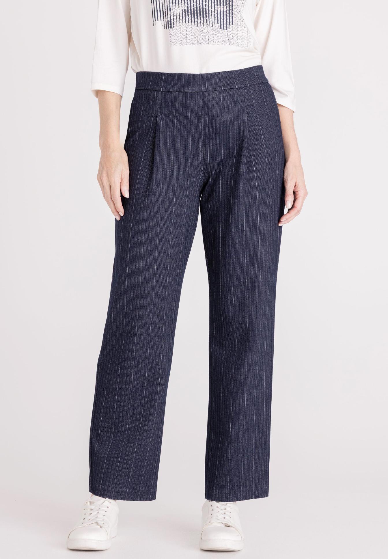 Hose, Streifen, Weite Hose, Navy, Streifenmuster, Hose, Anzughose, Streifen, Navy, Weite, Hose, Weite, Streifen, Denim, Grau-Blend, Hose, Hose mit Streifen, Grau- Navy, Palazzo-Hose, Weite Beinform