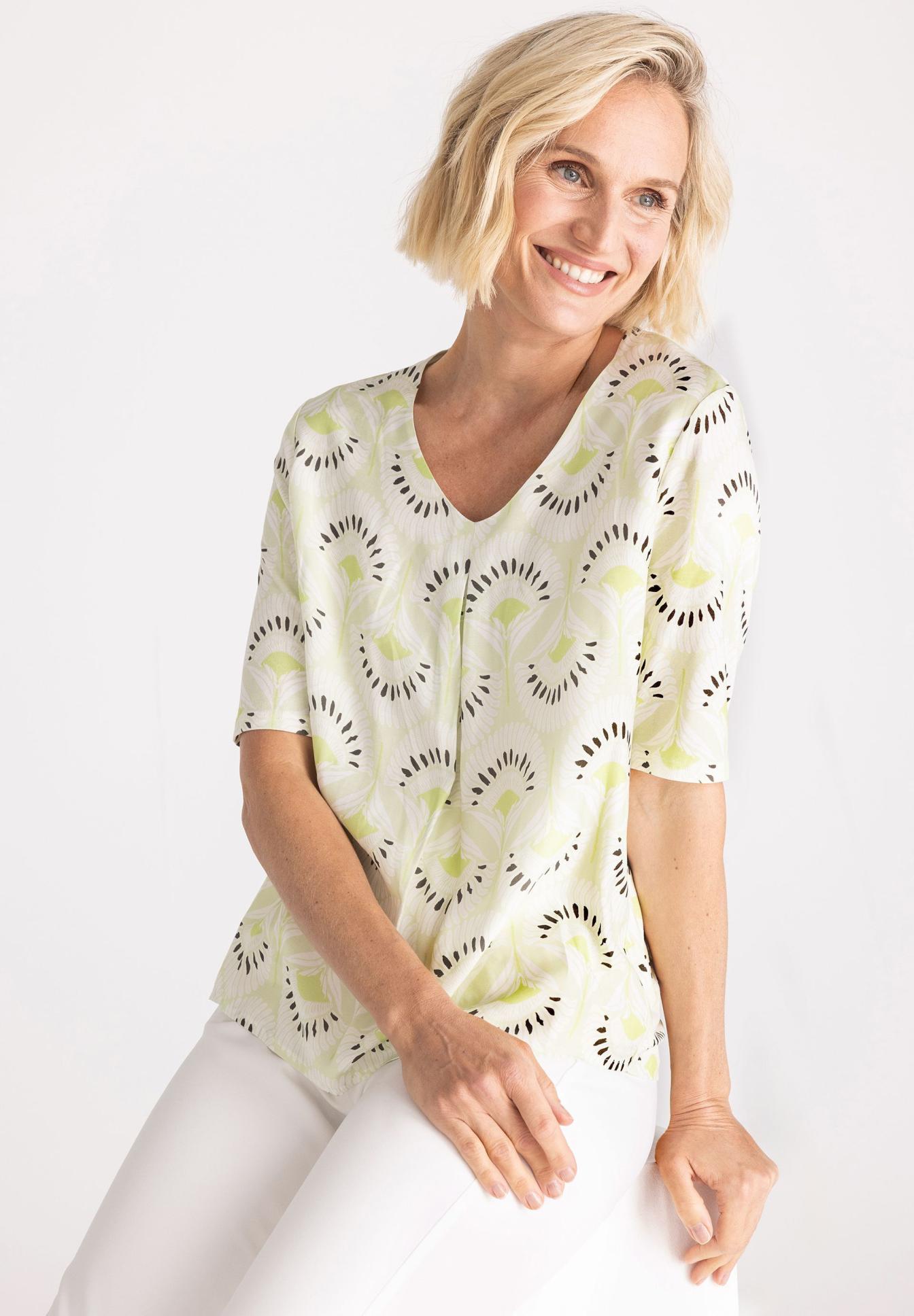 Bluse, Vorteile: Pattern, Kreis-Muster, Kurzarm, Helle Farben