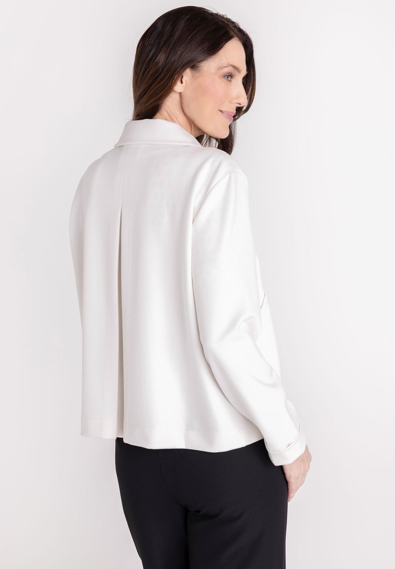 weisses jacke, jacke, lackierte jacke, langarm, backansicht, blazer, weiß, langärmlig, Rückansicht, Kragen