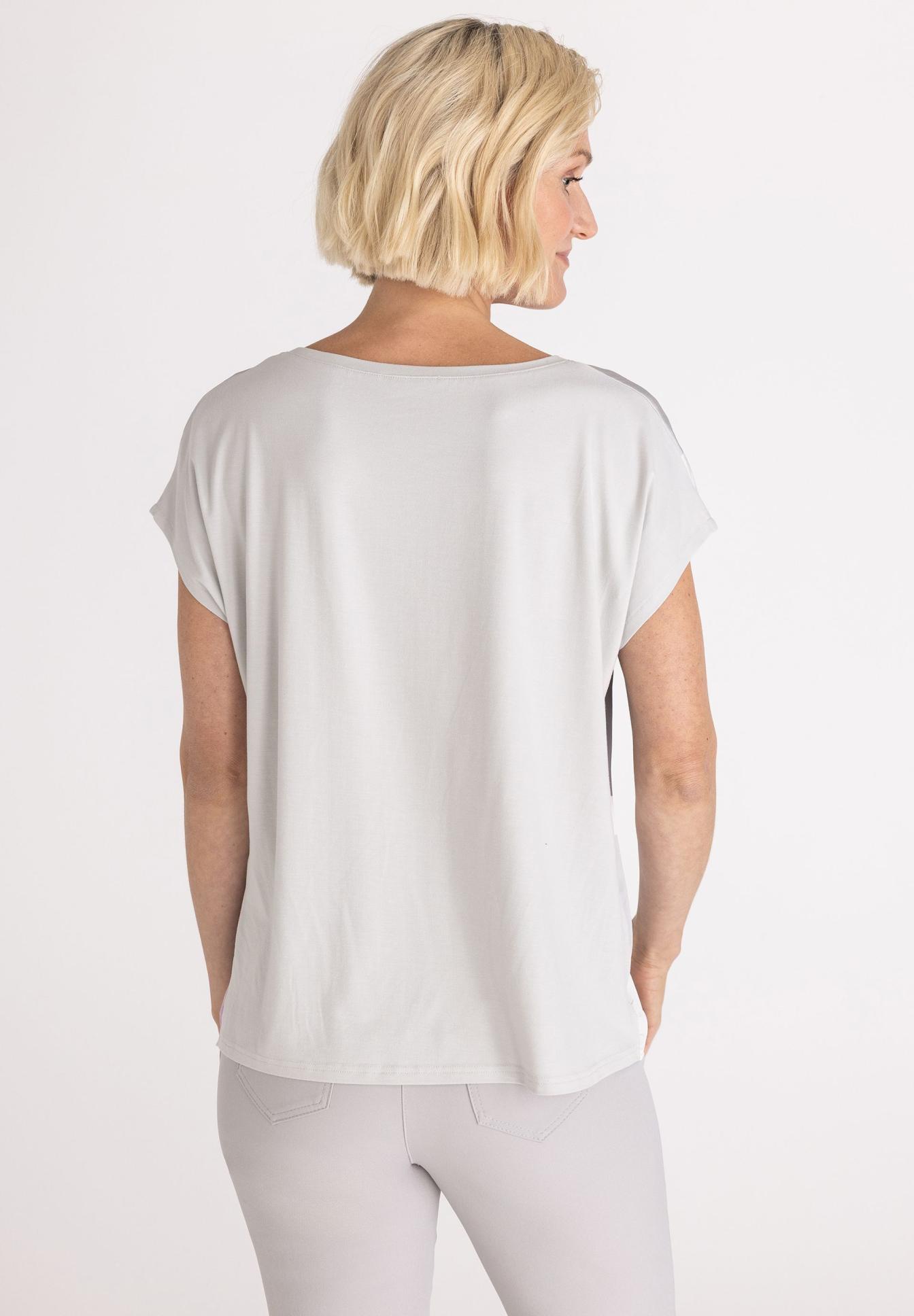 T-Shirt, Kurzarm, Weiß, Rückenansicht, Baumwolle, T-Shirt, Kurzarm, Rundhals, Unifarben, Rückenansicht, T-Shirt, Kurzarm, Weiß, Rückenansicht, Loose Fit, t-shirt, lose Passform, kurzärmlig, hellgrau, Rückenansicht