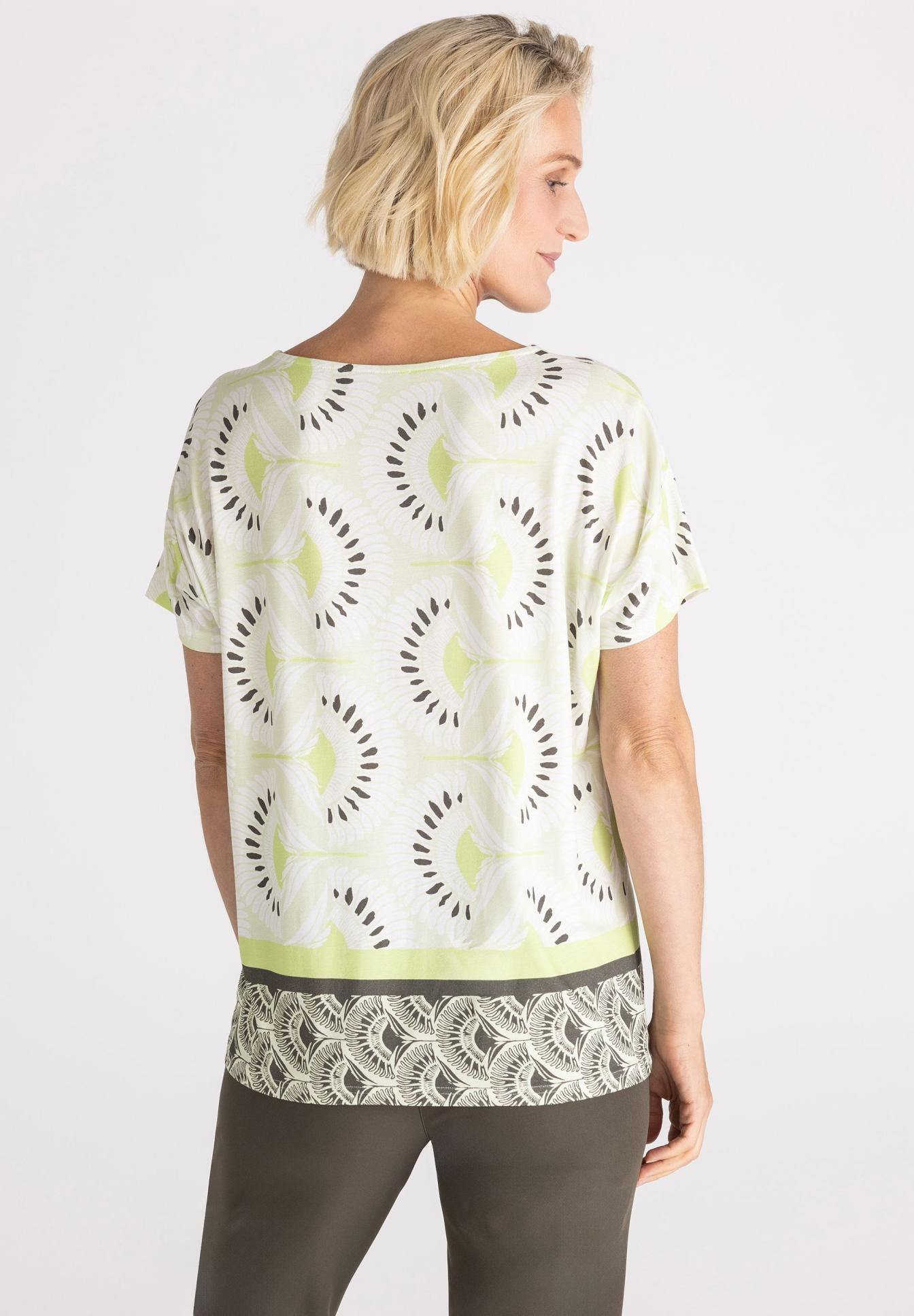 Kurzarm, Bluse, Druck, Plex, Kastenprint