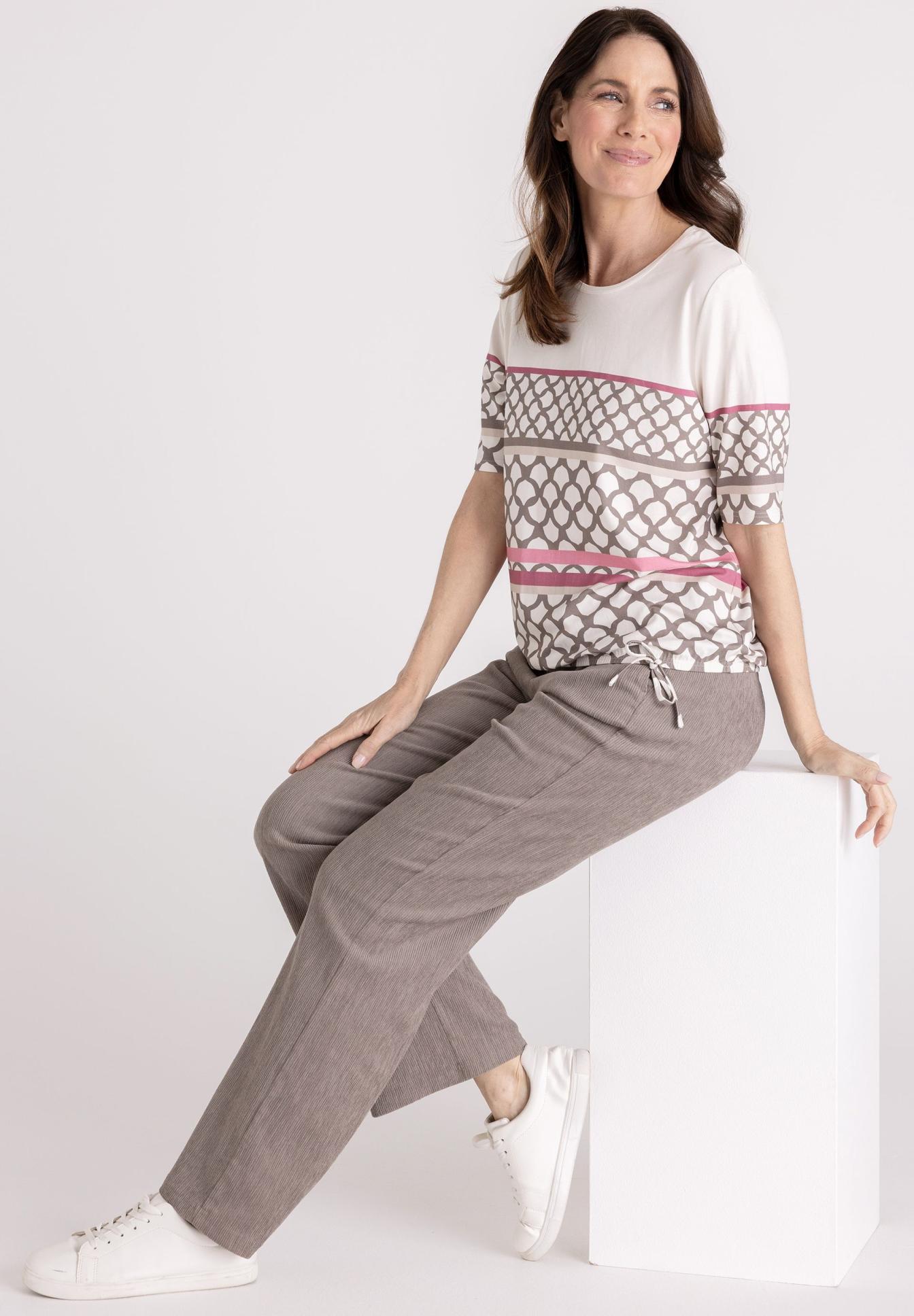 top, t-shirt, mustertop, kurzarm, stricktop, top, t-shirt, patterned, short sleeves, casual