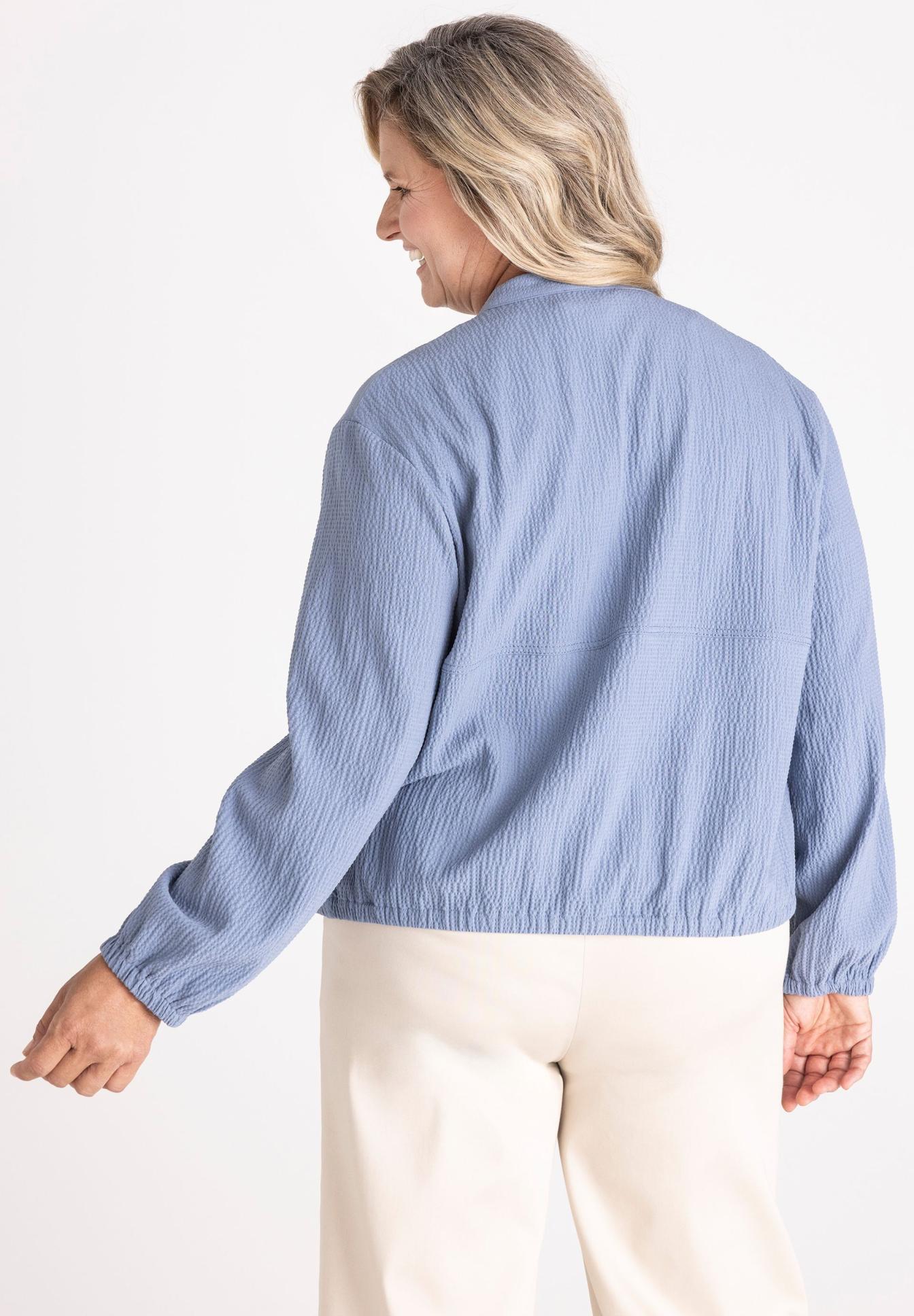 jacket, leicht, blau, struktur, langarm