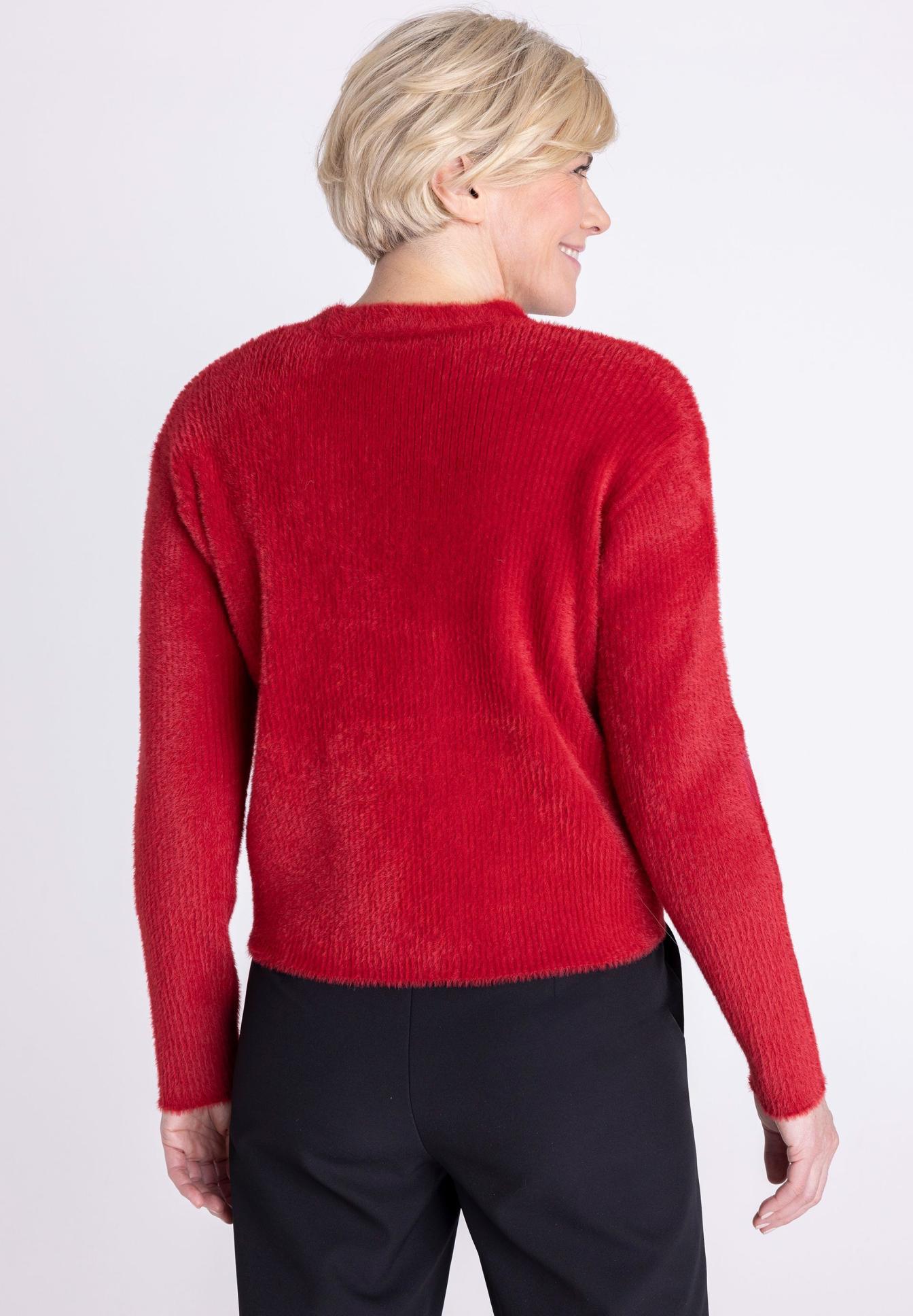 Damenpullover, Strickpullover, Rot, Langarm, Rundhalsausschnitt