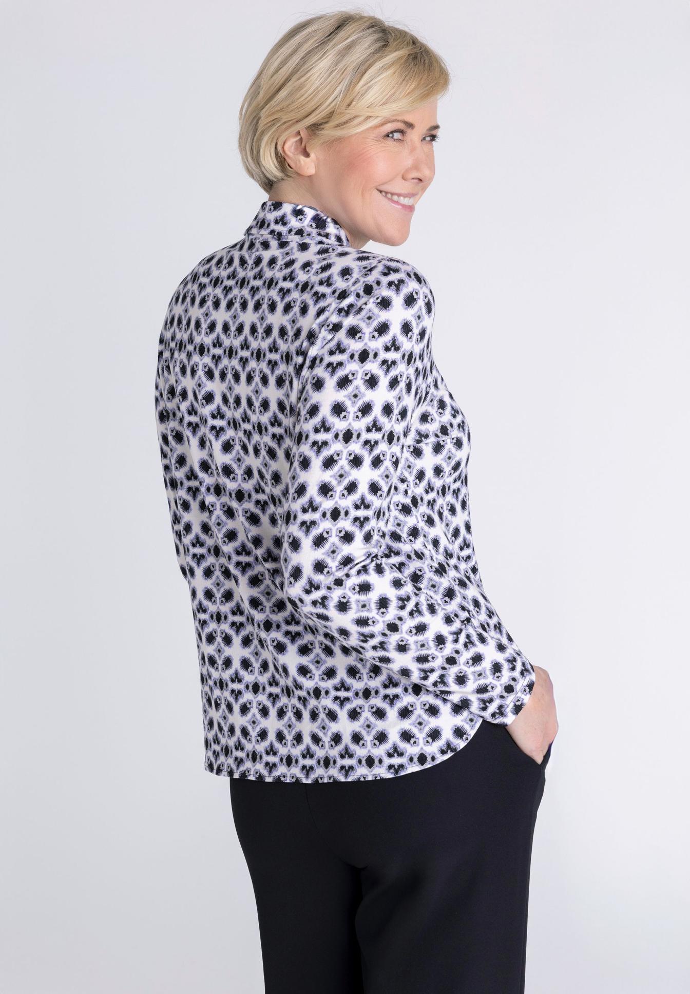 Bluse, Muster, Langarm, Kragen, Hemdstyle, Leopardenmuster, Bluse, Langarm, Knopfleiste, Hemd