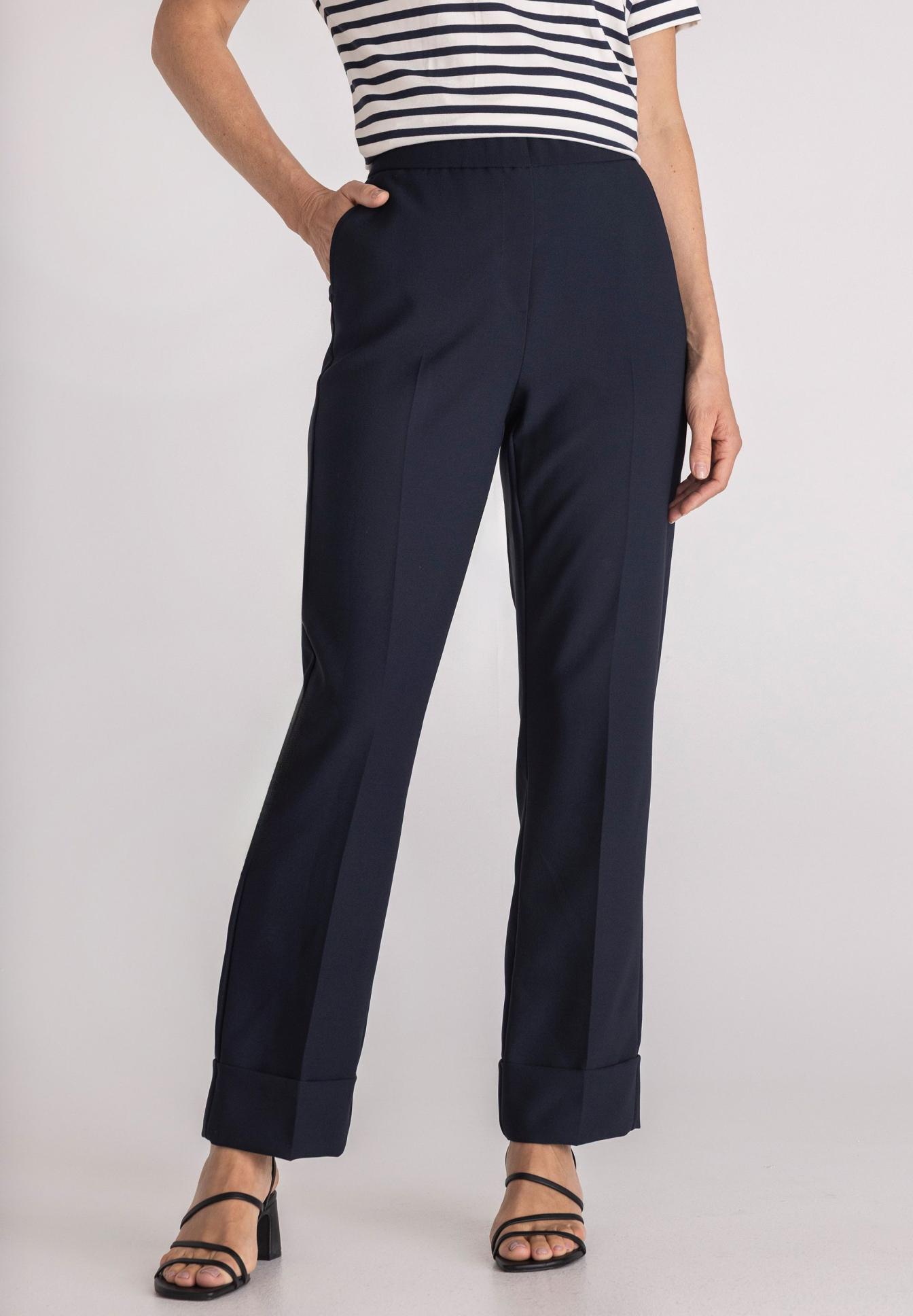 Hose, Navy, Weite Beinform, gerader Schnitt, Krempe/gekrempelte Hosenbe, Hose, Navy, Krempelsaum, Schlupfhose, Weite Beine
