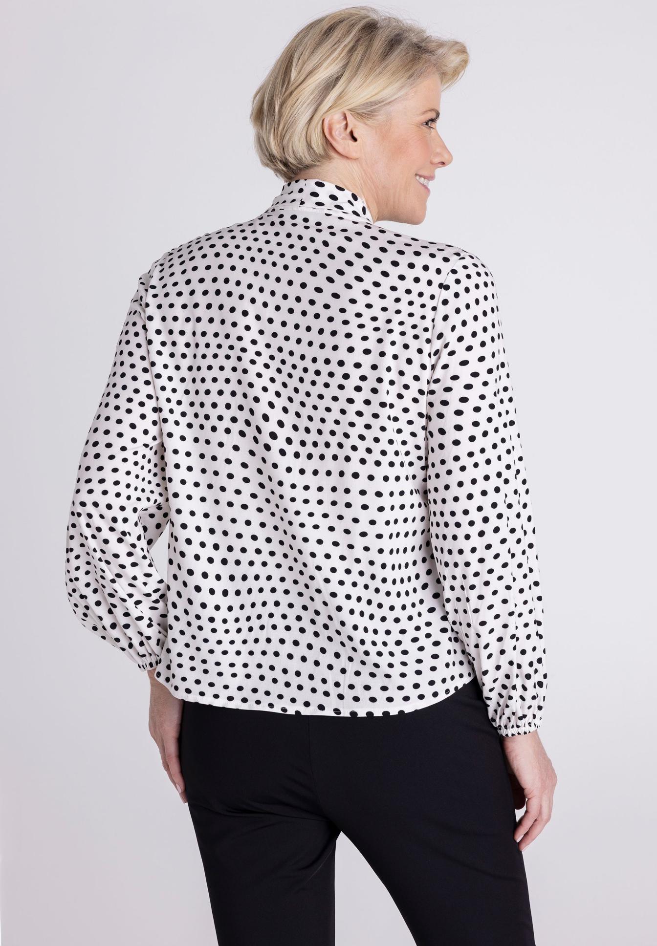bluse, polka dot, langarm, weiße bluse, chemise