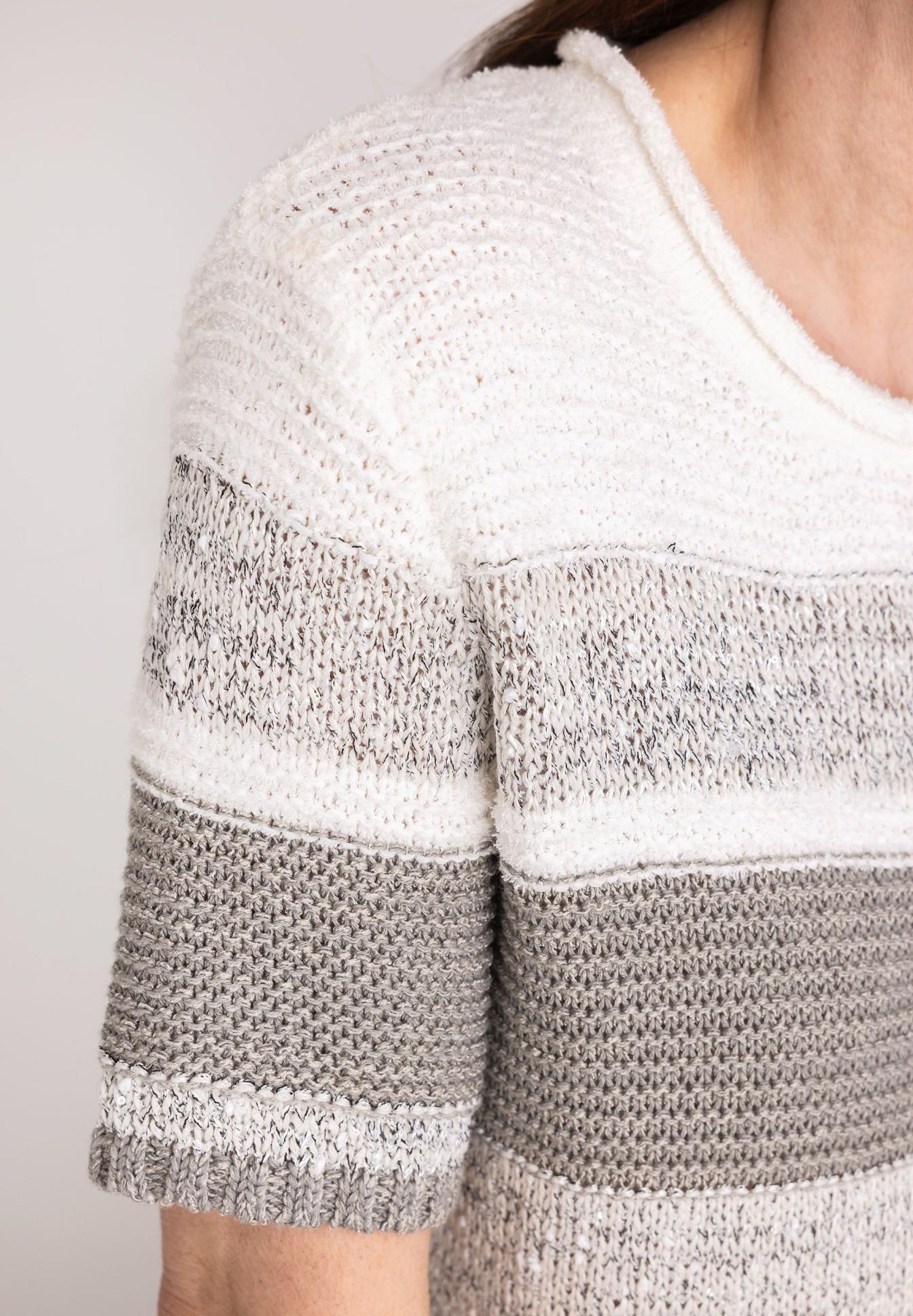 Strickpullover, Kurzarm, Mehrfarbig, Knit-Pattern, Weich