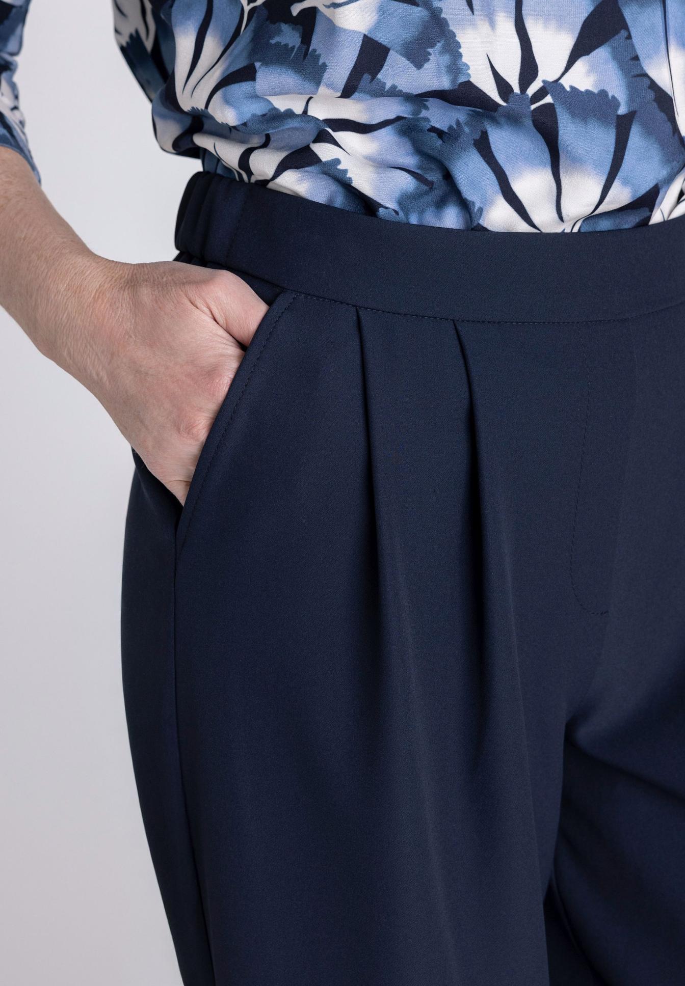 Hose, Nachtblau, Stecktasche, Weite Passform, Glatt, Hose, Navy, Stoffhose, Taschen, Smock?