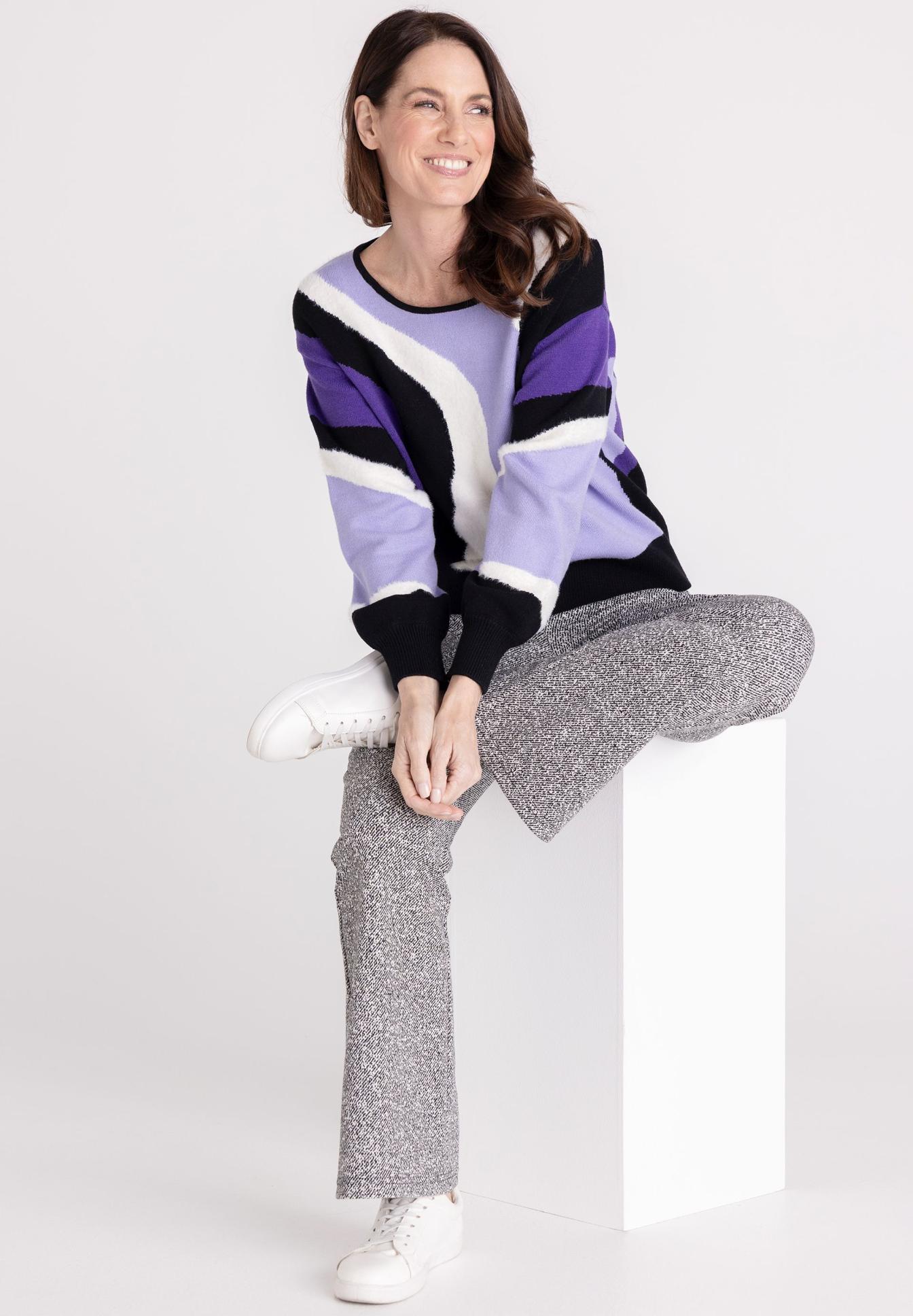 pullover, strickpullover, farbmuster, violett, schwarz, Pullover, Strickpullover, Lila, Schwarz, Weiß