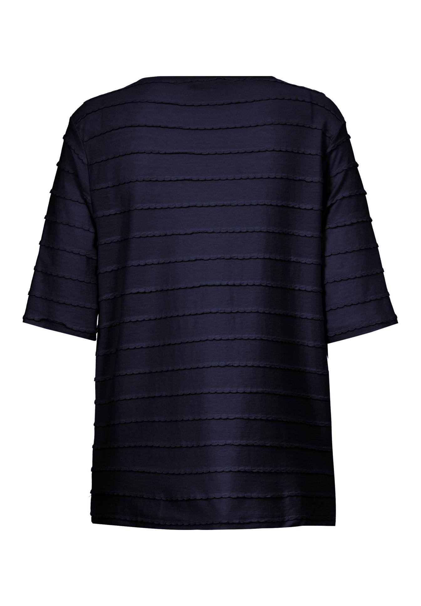 Hemd, Damen, Navy, Gestreift, Kurzarm, damenTunika, bluse, streifenmuster, navyblau, kurzarm, navy top, gestreiftes Oberteil, Halbarm, weiches Material, Rundhalsausschnitt, dunkelblaues Oberteil, Blusenoberteil, gestreifte Textur, 3/4-Ärmel, Kunstfaser