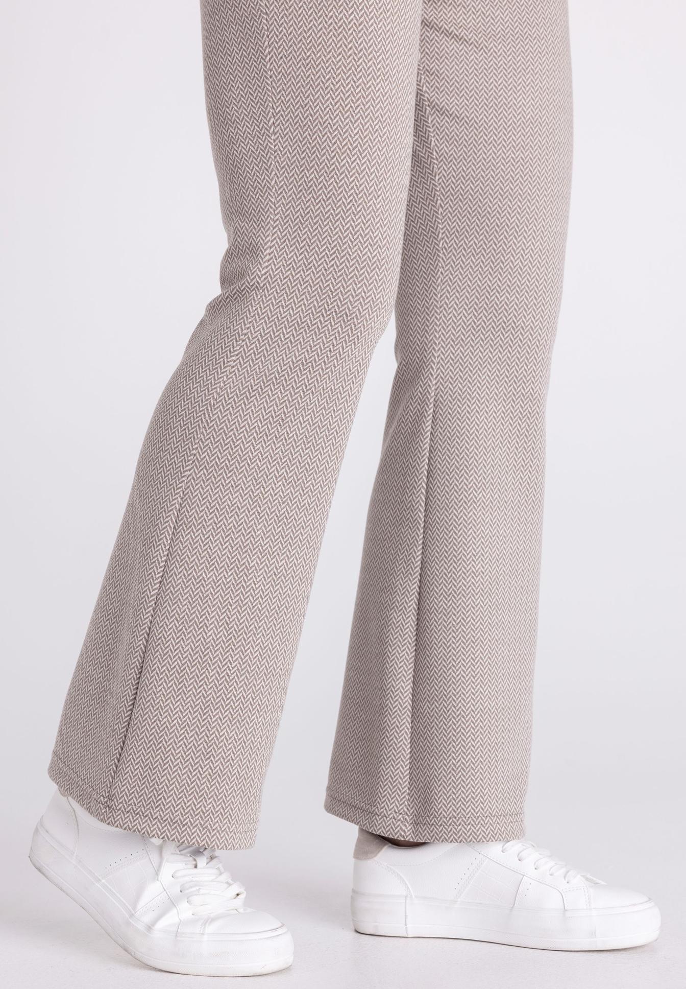 Hose, Beige, Hahnentritt, Stoffhose, Sneaker-Komfort, Herringbone Muster, weite Legere, Beige, Hose, weite Passform