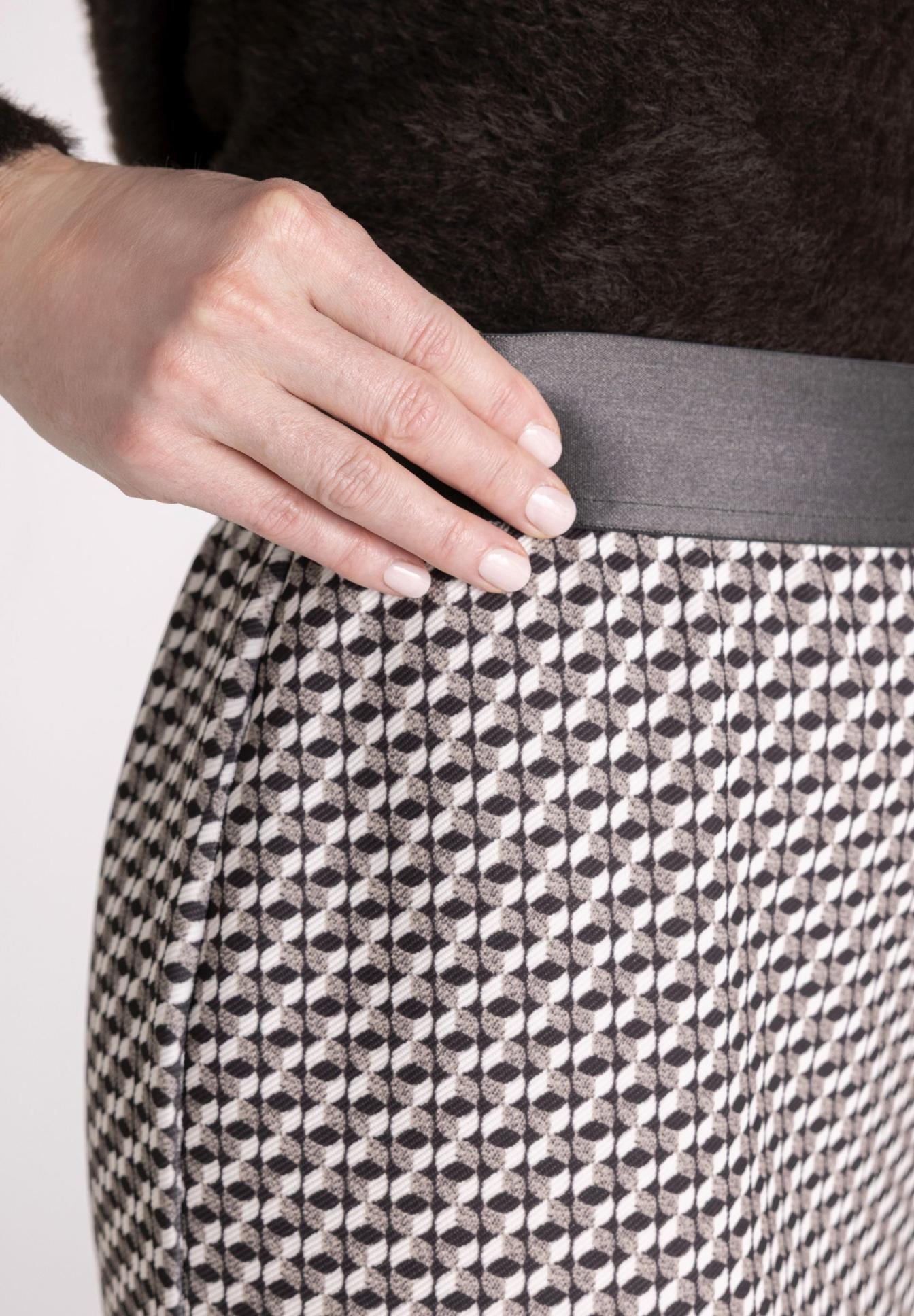 grau, Gürtel, geometrischer Muster, Kleid, Lederoptik?