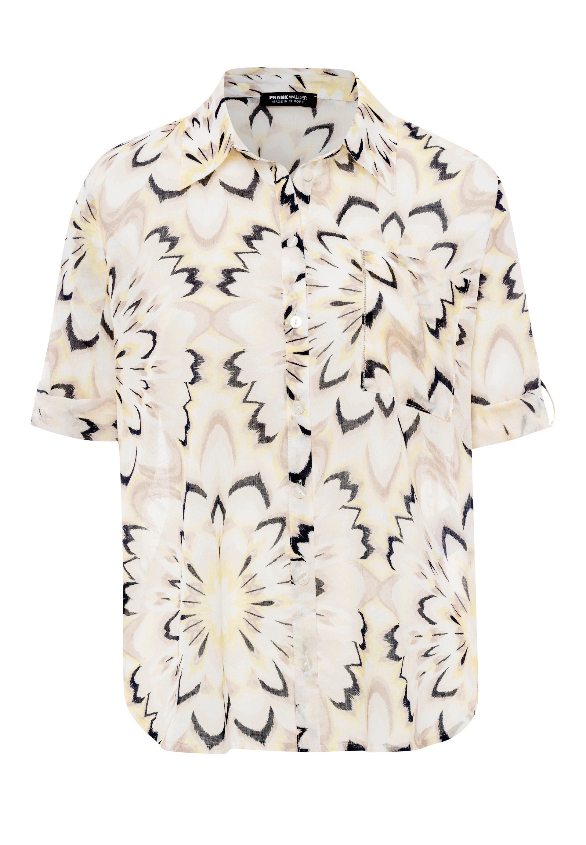 Druckbluse mit Schmuck an der Tasche - Produktbild 1