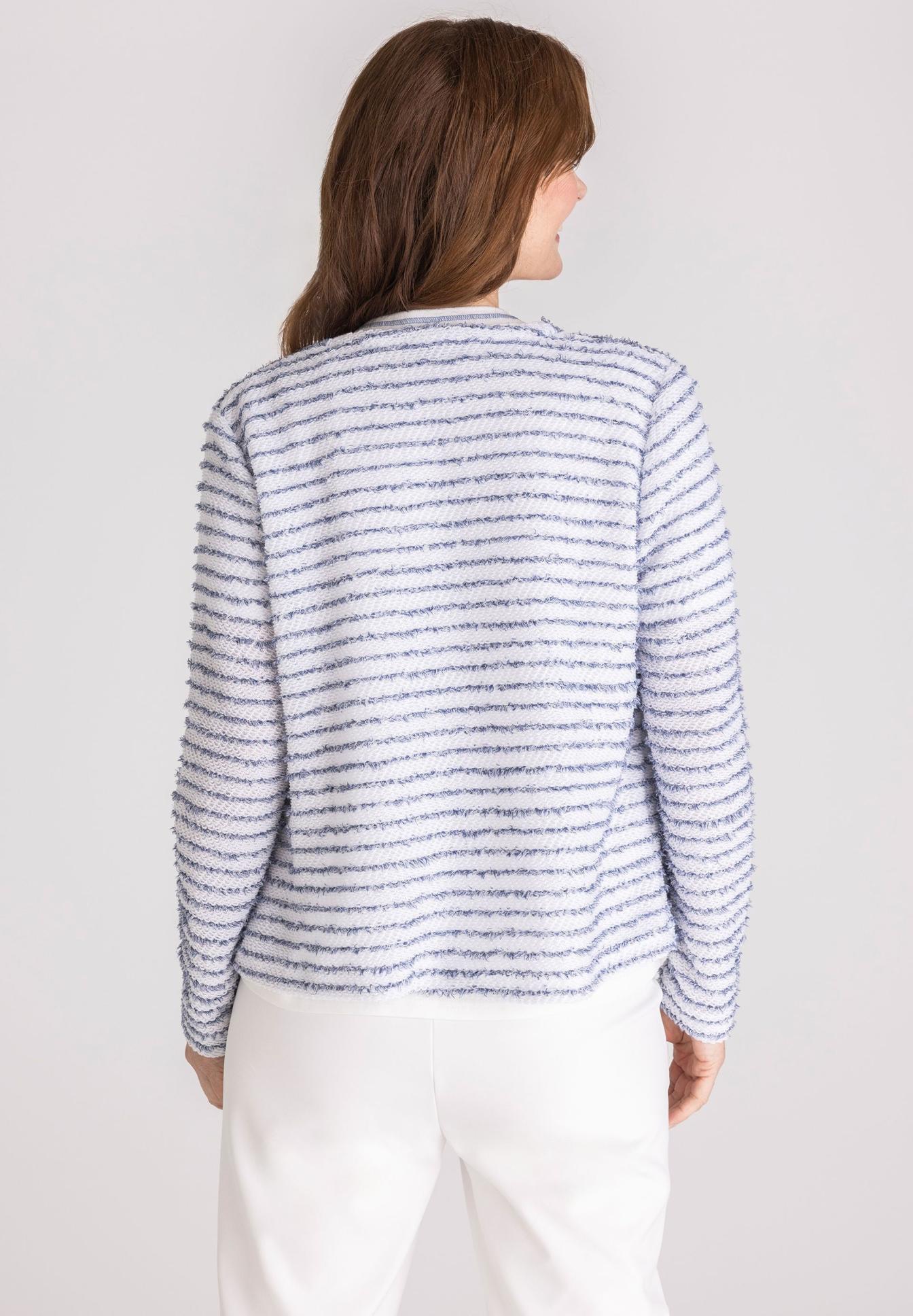 Stripe, Gestrickt, Jacke, Weiß, Blau