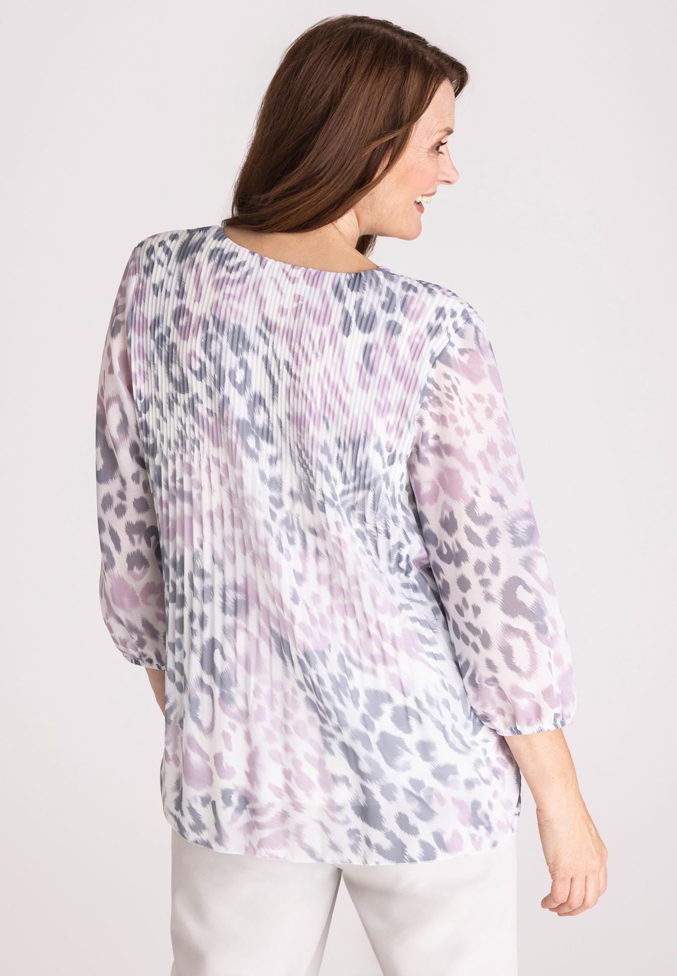 Bluse, Leoprint, Streifen, uredruck, lange Ärmel, Bluse, Buttendruck, Leopardenmuster, Viskose, Langarm, Bluse, Lichtes Oberteil, Animal-Print, Rundhalsausschnitt, 3/4-Arm, Bluse, Longarm, Leopardenmuster, Pastell, Chiffon