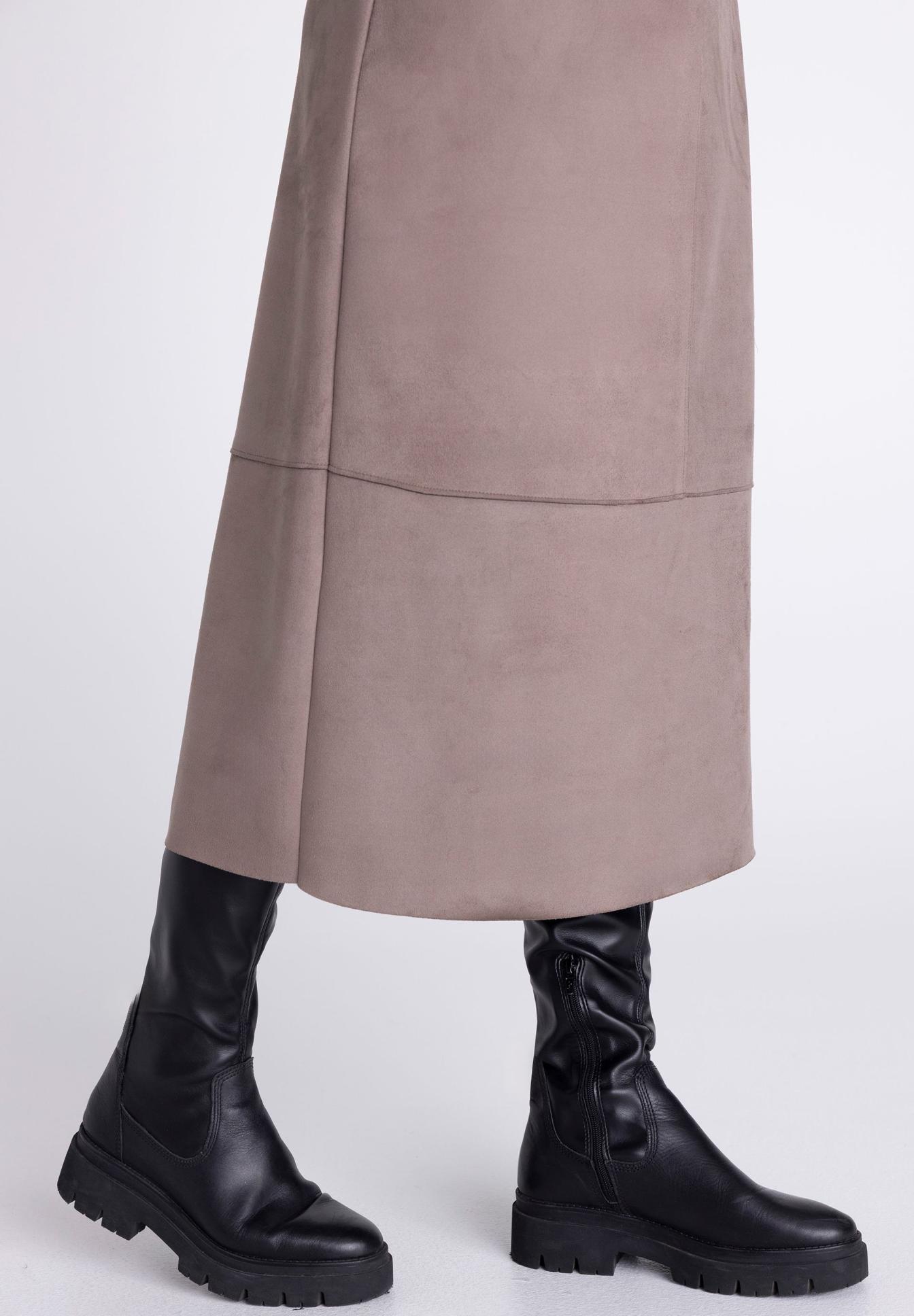 rock, lange, beige, lederoptik, stiefel