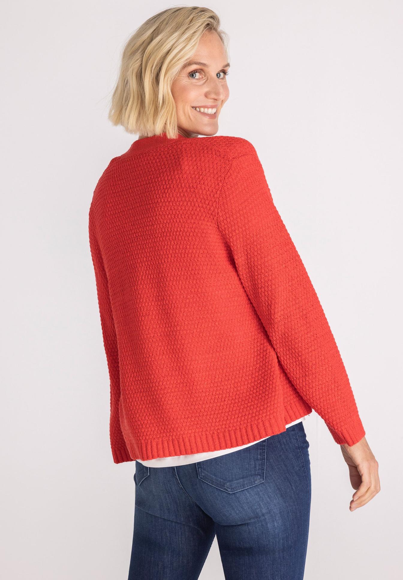 Cardigan, Strickjacke, Rot,  Langarm, Casual, ro knitted sweater, red cardigan, long sleeves, textured knit, casual fit