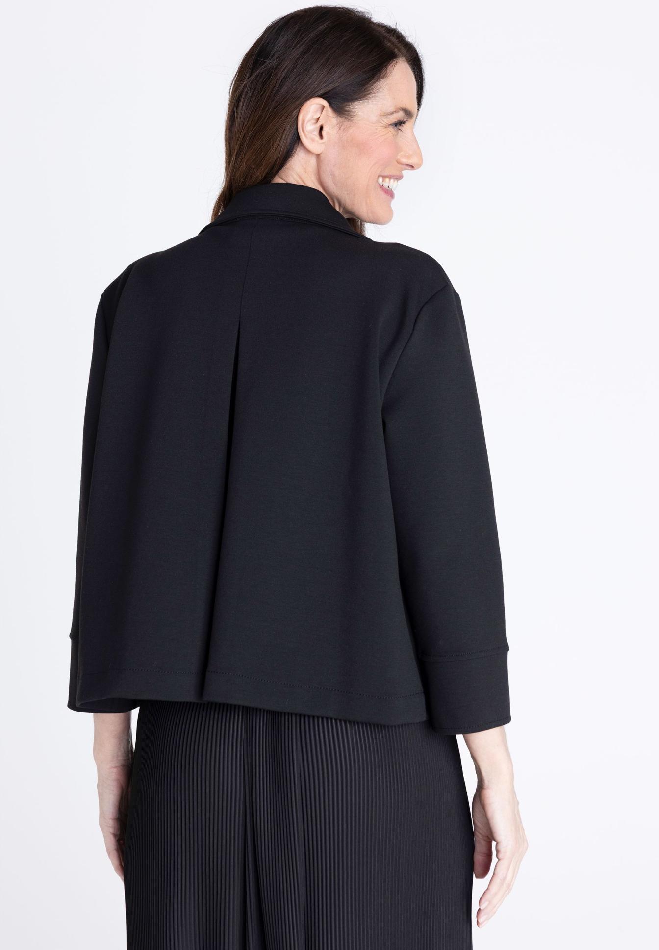 Jacket, Blazer, Schwarz, Langarm, Knielang, Dunkelblau, Jacket, Cardigan, Lockere Passform, Kragen
