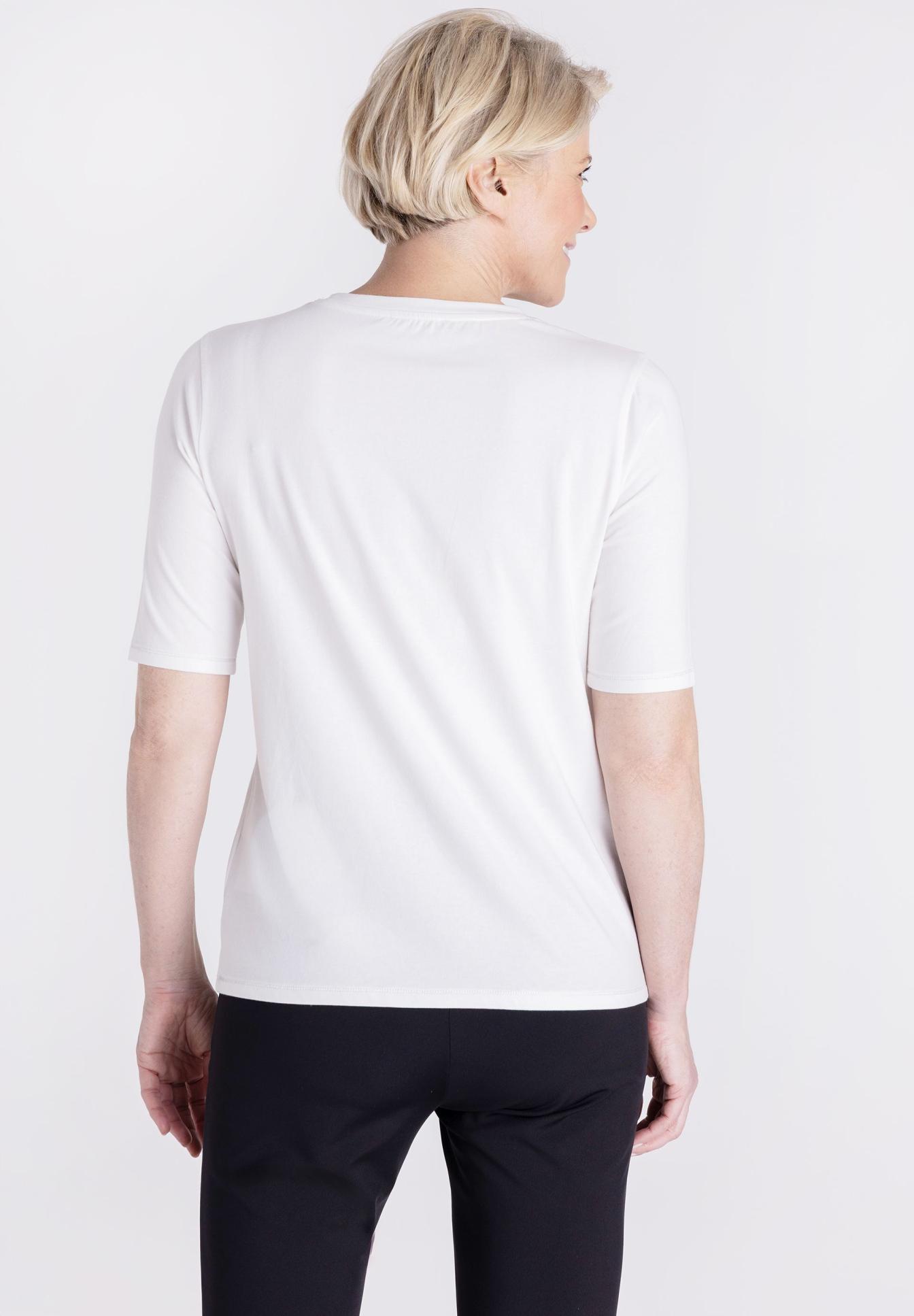 white T-Shirt, kurzärmlig, Rundhalsausschnitt, Baumwolle, unifarben, T-Shirt, Kurzarm, Weiß, Rundhals, Basic
