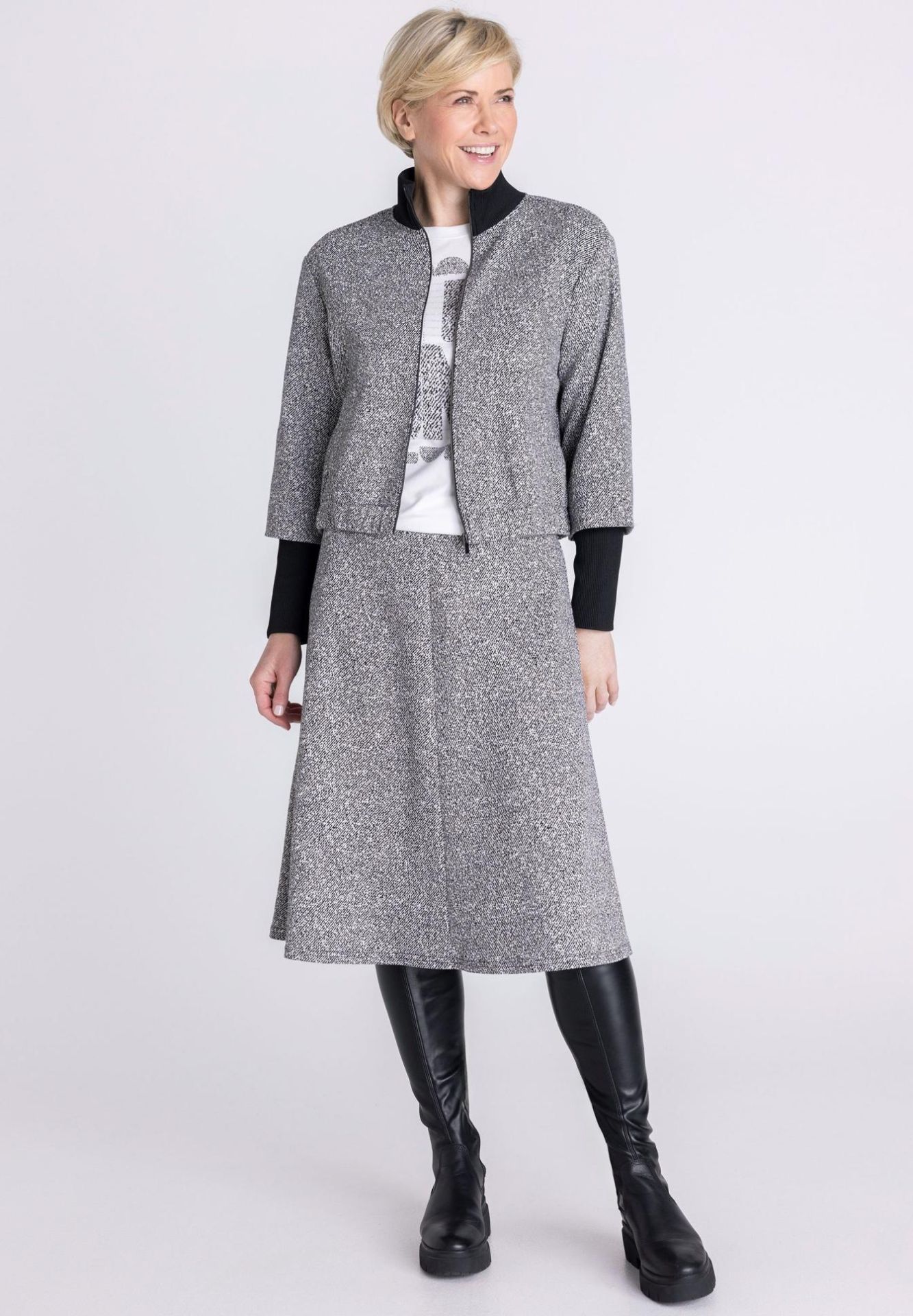 Kostüm, Jacke, Kleid, Stiefel, Muster