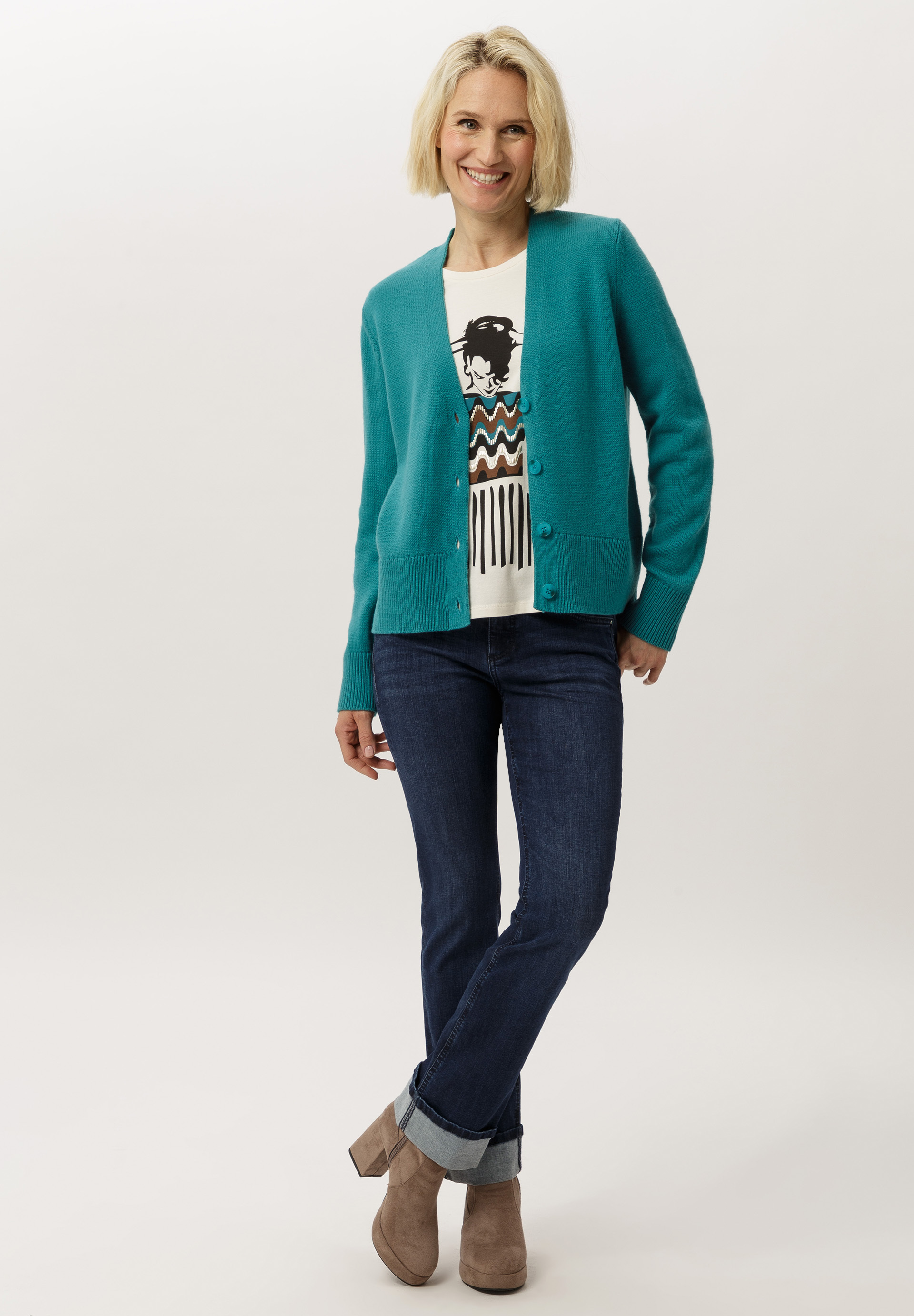 Strickjacke im Materialmix - Produktbild 2