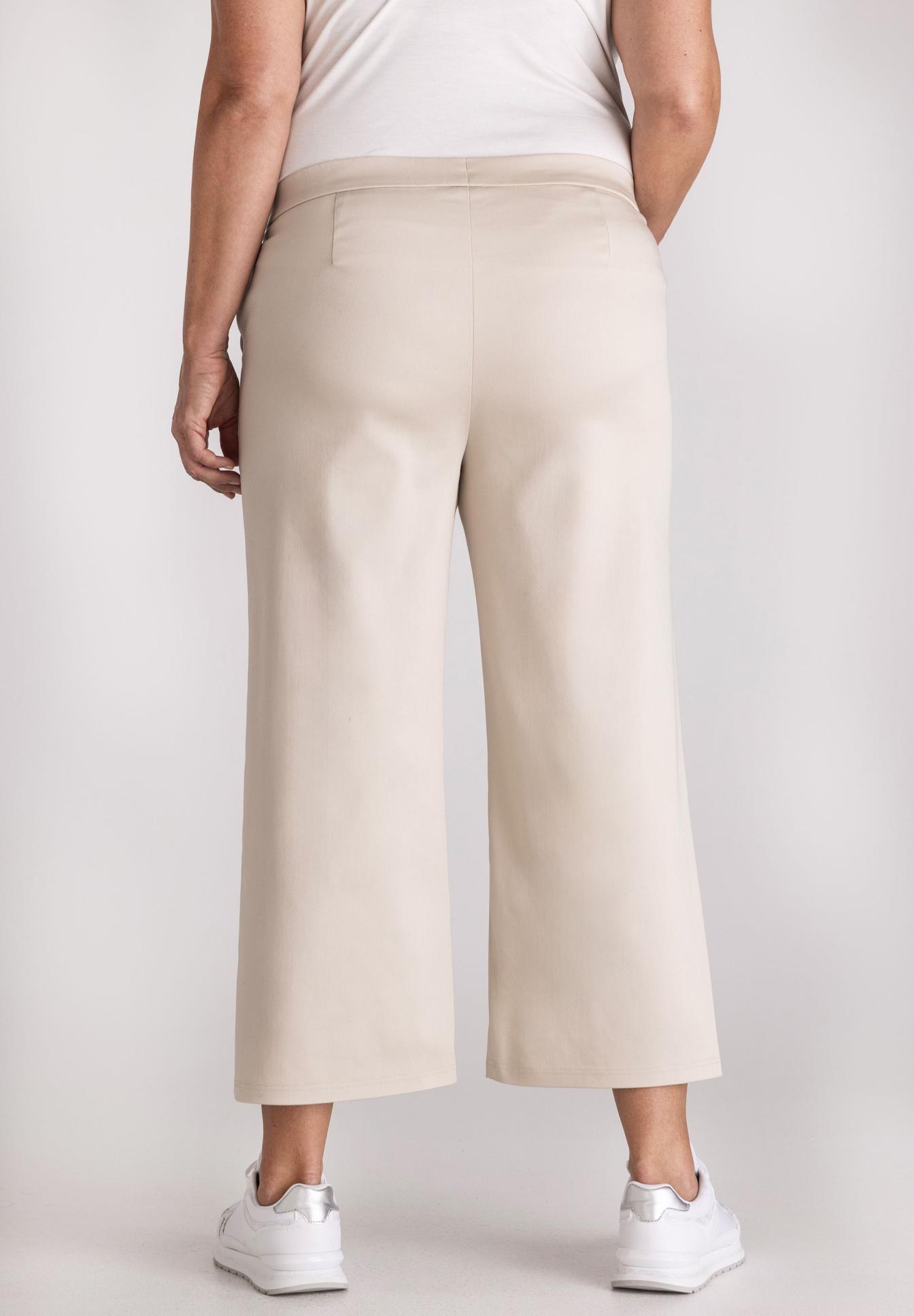 beige, beige pants, weite passform, breit geschnitten, Rückansicht, beige pants, weite Beinform, Knöchellänge, Stoffmix, Gesäßtaschen, hose, beige, wideleg, creme, hose, Beige Pants, Weite Bein, Kurz/angepasste Länge, Rückansicht, Gürtel Schlaufen