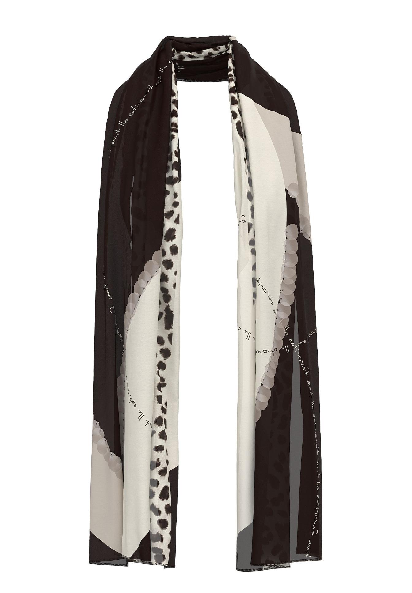 Schal, Stoffschal, Schwarz, Weiß, Leopardendruck, schal, schalstoff, muster, animalprint, lang, Schal, Schal mit Muster, Leinwandoptik, Animal-Print, Halstuch