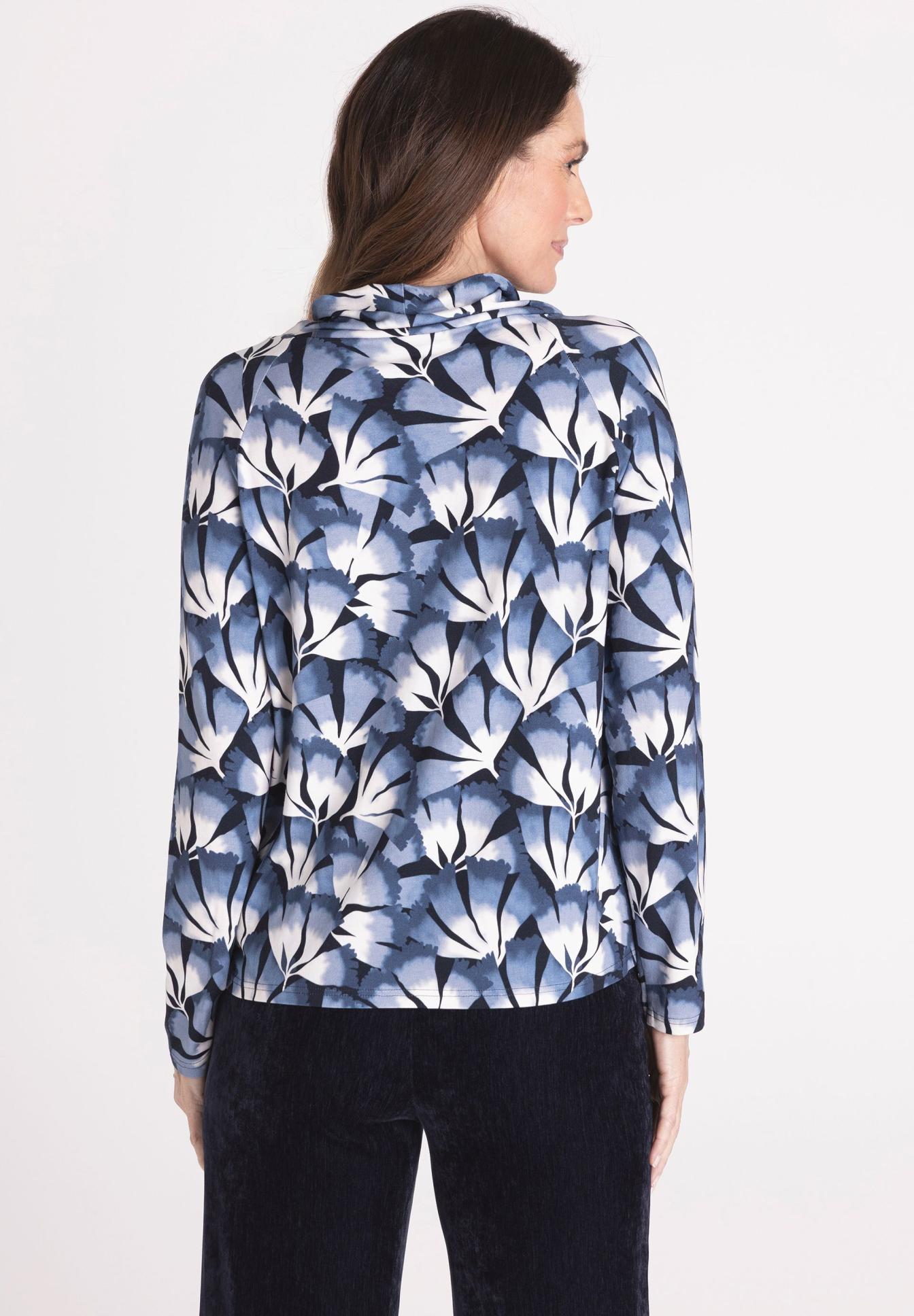 Bluse, Druck, Langarm, Tie-dye, Blau, Bluse, Langarm, Blättermuster, Musterhemd, Indigo blue, Bluse, Blusenshirt, Langarm, Blumenmuster, Muster in Blau und Weiß, Bluse, Langarm, Blumenmuster, Webstoff, Hemdbluse