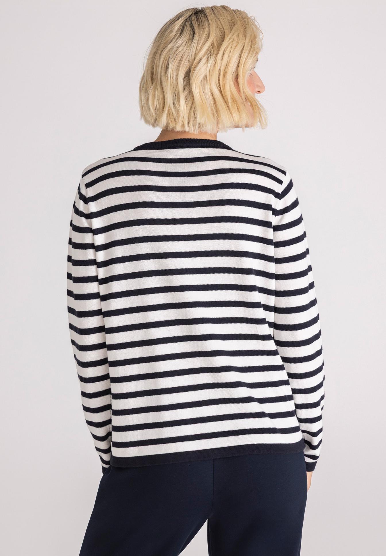 Streifenpullover, Breitstreifen, Langarm, Baumwolle?, Crewneck