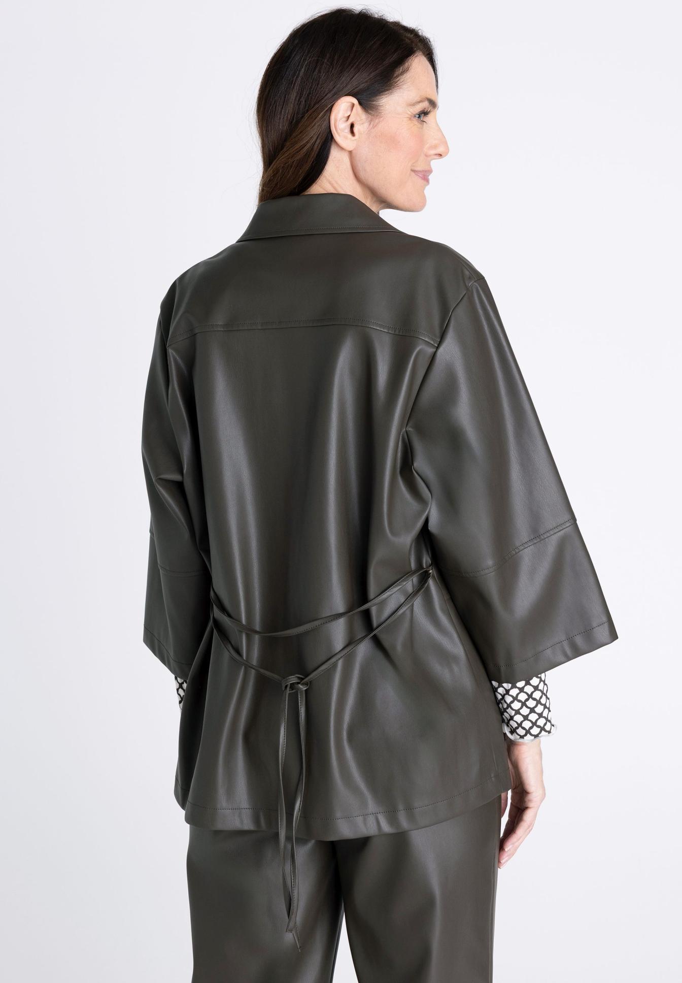 leder, jacke, kurze Ärmel, dunkelgrün, taillierte gürtel, lederjacke, oversize, straffleder, dunkelgrün, tunnelbund, jacke, lederoptik, langerarm, weitenlakover, taillengurteil