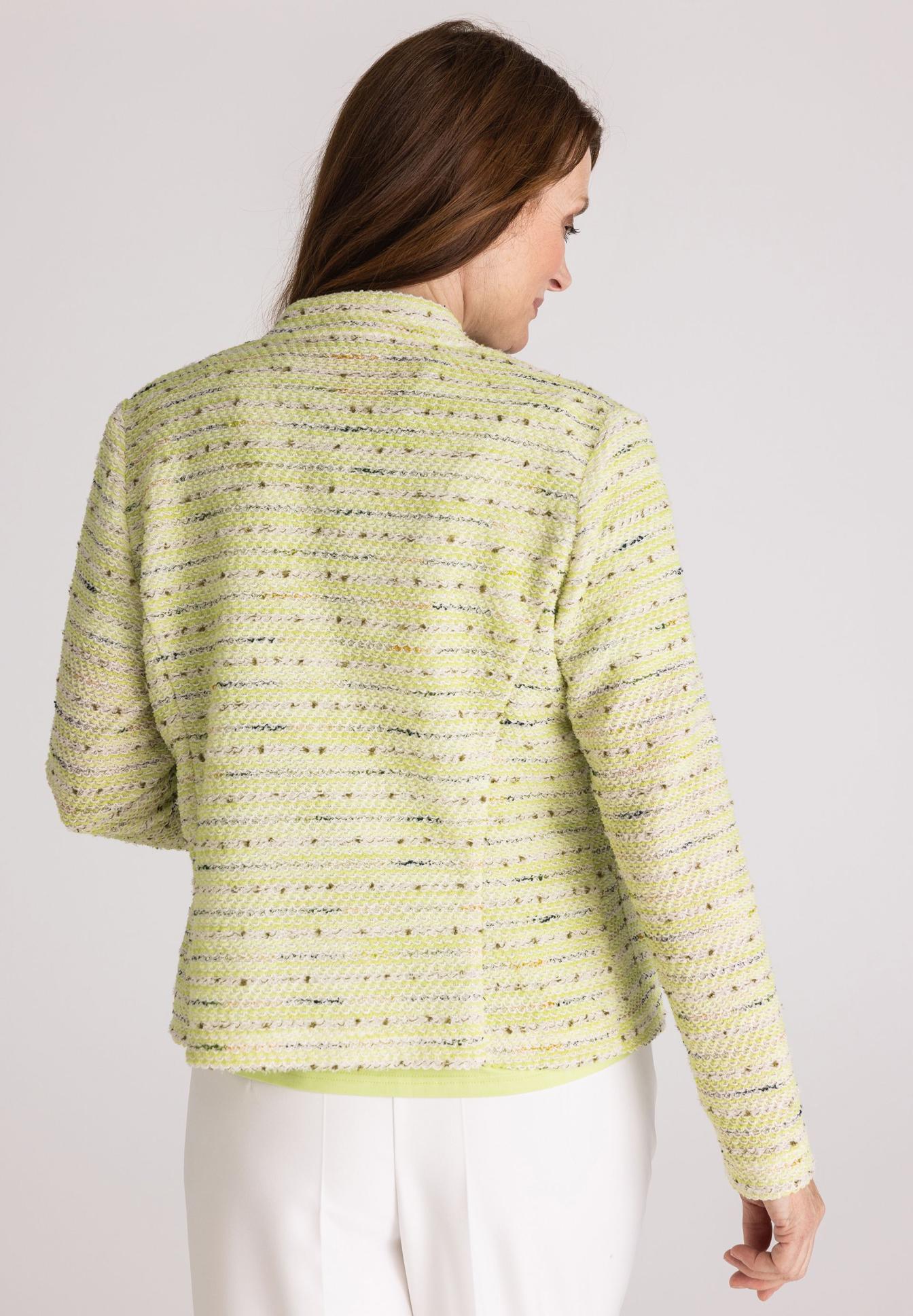 Jacket, Kunstfaser, Strickjacke, Pastellgrün, Gestreift, strickjacke, tweed, hellgrün, langärmlig, kasteanfarbenes-unikum, Blazer, Kunstfaser, Gestrickte Textur, Strickjacke, Pastellgelb, Jacket, Knit, Bouclé, Lemon, Strickjacke