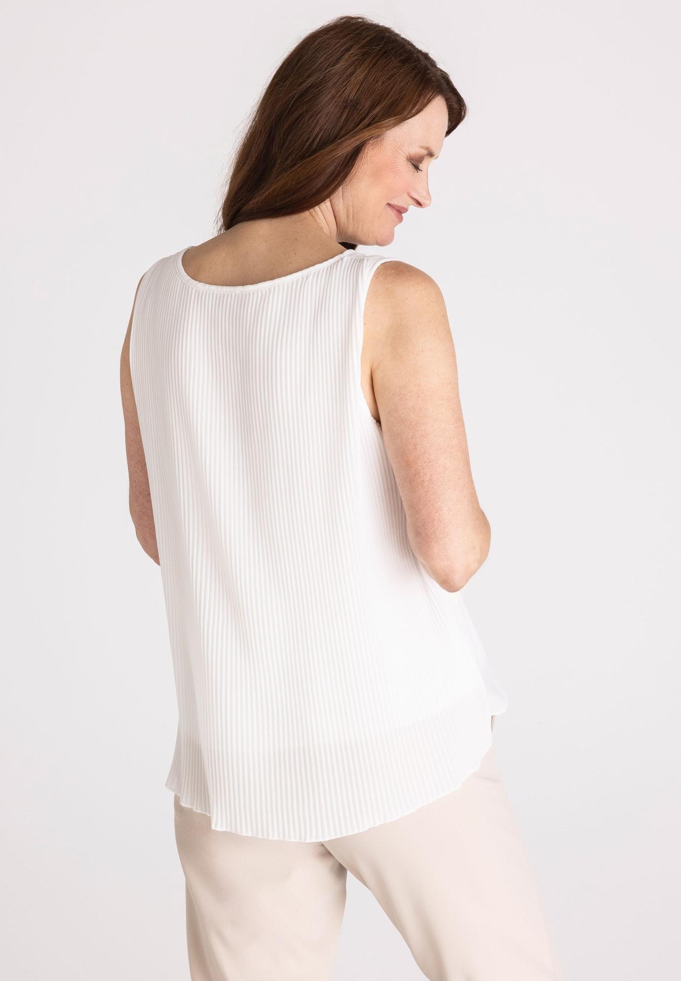 Weißes Top, Plissiert, Tanktop, A-Linien Top, Sommertop, Weißes Hemd, Spitzenoberteil?, Plissee, Tanktop, Blusentop, weissesTop, Plissee, Sleeveless, Blusenoberteil, leichteBluse