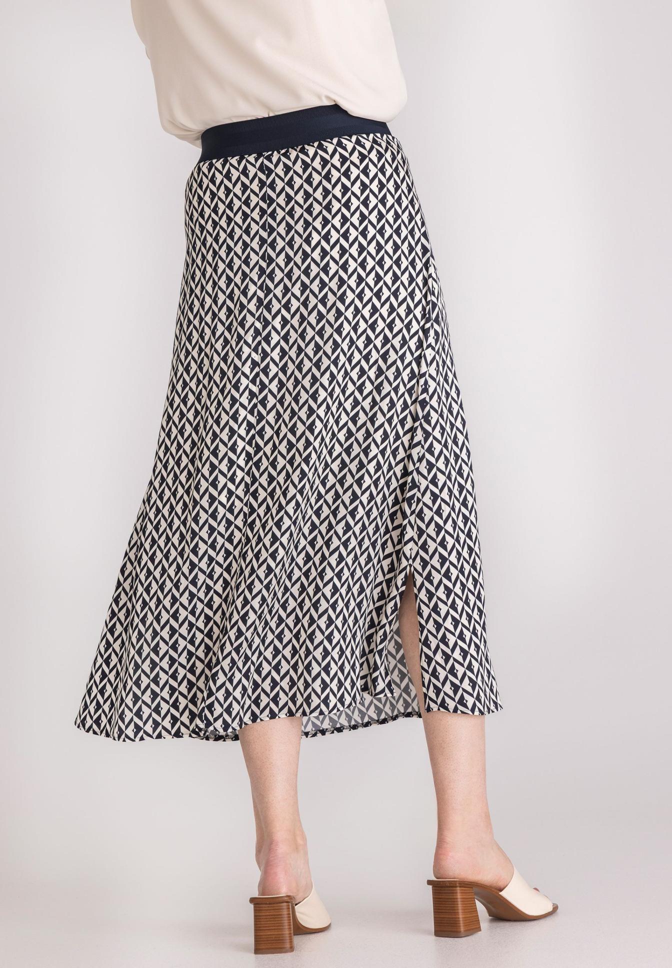 Rock, Midirock, Geometrisch, Schwarz-Weiß, Ausschnitt?, Midi-Rock, Geometrisches Muster, Schwarz-Weiß, A-Linie, Schlitzsaum, Midiskirt, Musterrock, Streifendesign, Rockskirt, Midi skirt, Geometric pattern, Black white, Slit