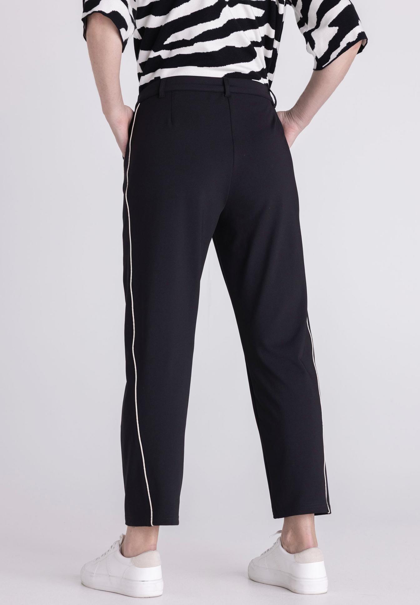 Hose, Schwarz, seitliche Streifen, Relaxed Fit, Kopfhöhe?, Hose, Schlanke Passform, Seitenstreifen, dunkelblau, Garnitur-Top?