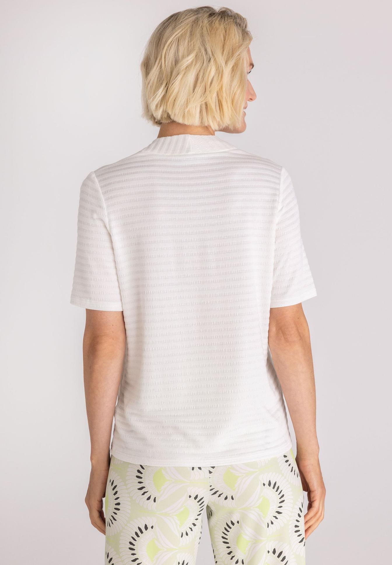 weißes t-shirt, kurze ärmel, strukturierter stoff, rückansicht, casual oberteil, T-Shirt, Kurzärmelig, Weiß, Rippenstruktur, Kugelform?, weißes T-Shirt, kurze Ärmel, gerippte Textur, Rundhalsausschnitt, Baumwollmix