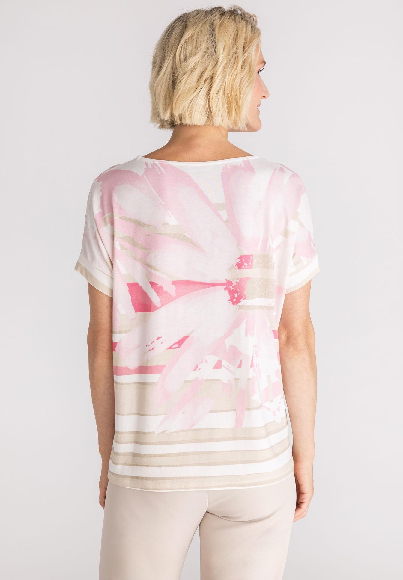 T-Shirt, Kurzarm, Rundhals, Rückseite-Print, Pastell