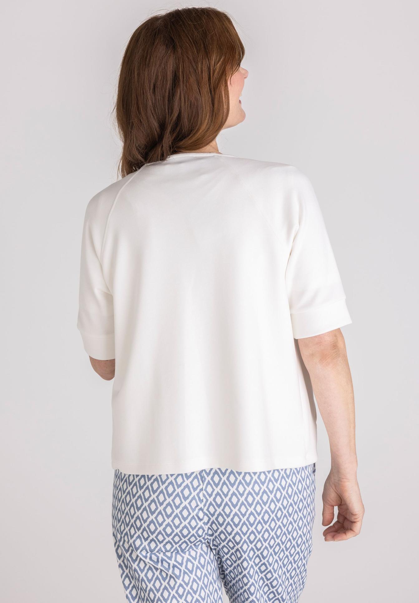 white T-Shirt, kurze Ärmel, Rückenansicht, Baumwolle, unifarbig